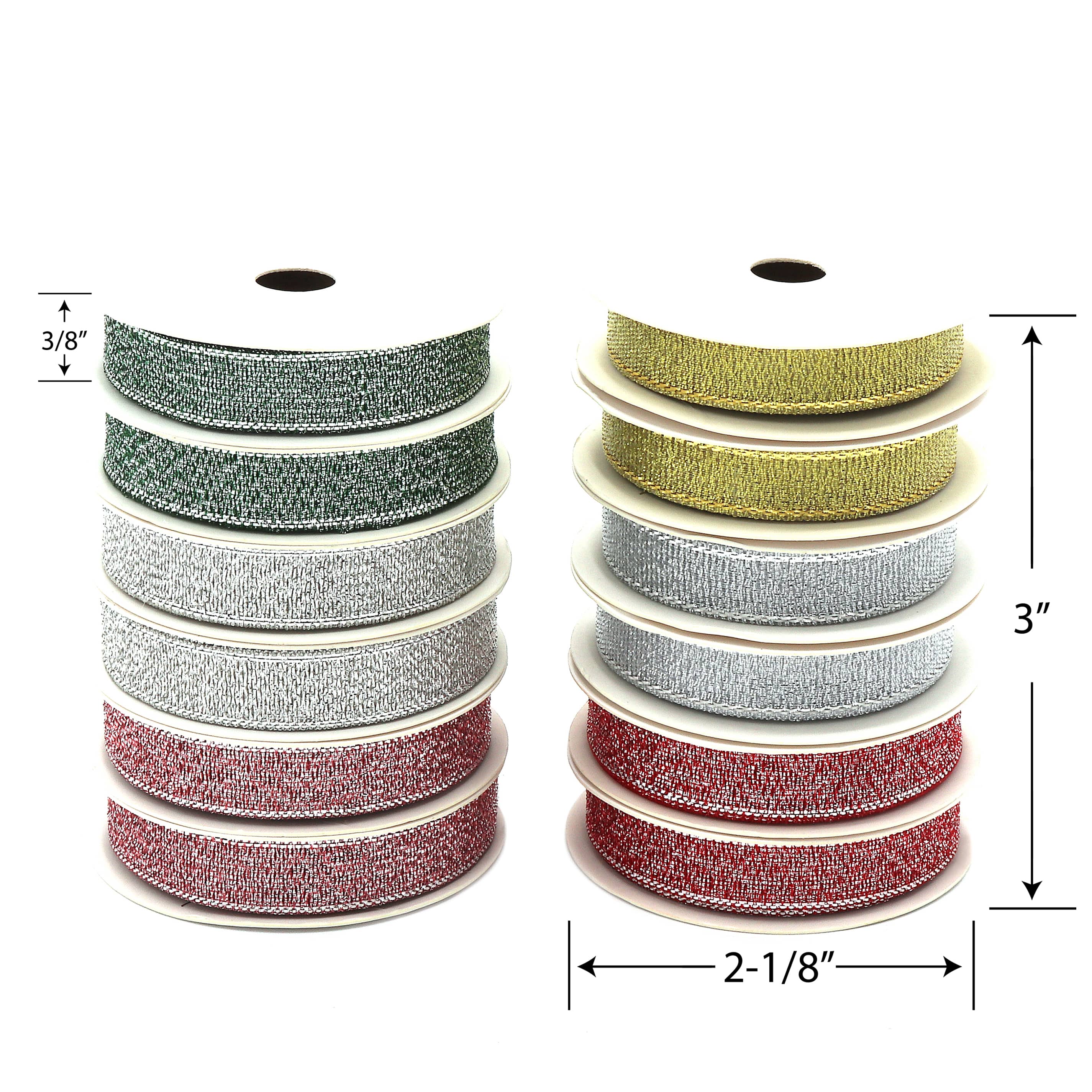 Gwen Studios 3/8" x 3yd. Metallic Holiday Ribbon Pack, 12ct.