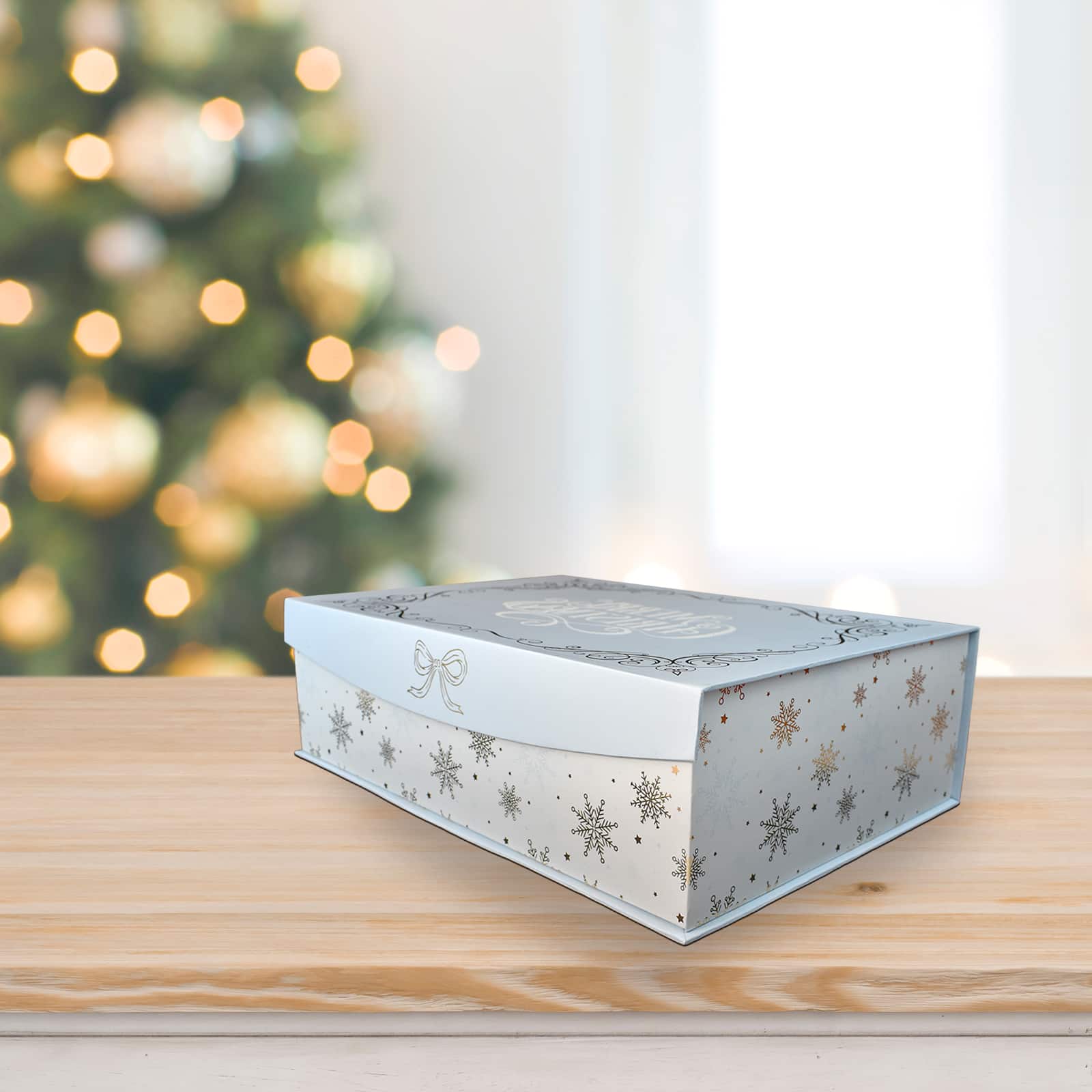 Large Snowflake Merry Christmas Decorative Box by Ashland®