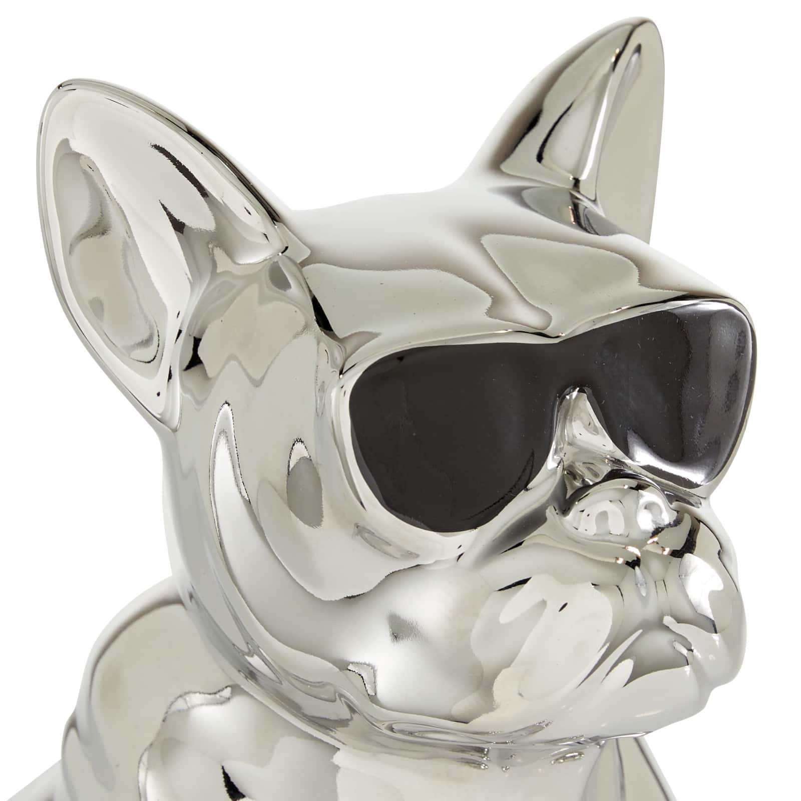CosmoLiving by Cosmopolitan Silver Ceramic Glam Sculpture, Dog 12" x 6" x 10"