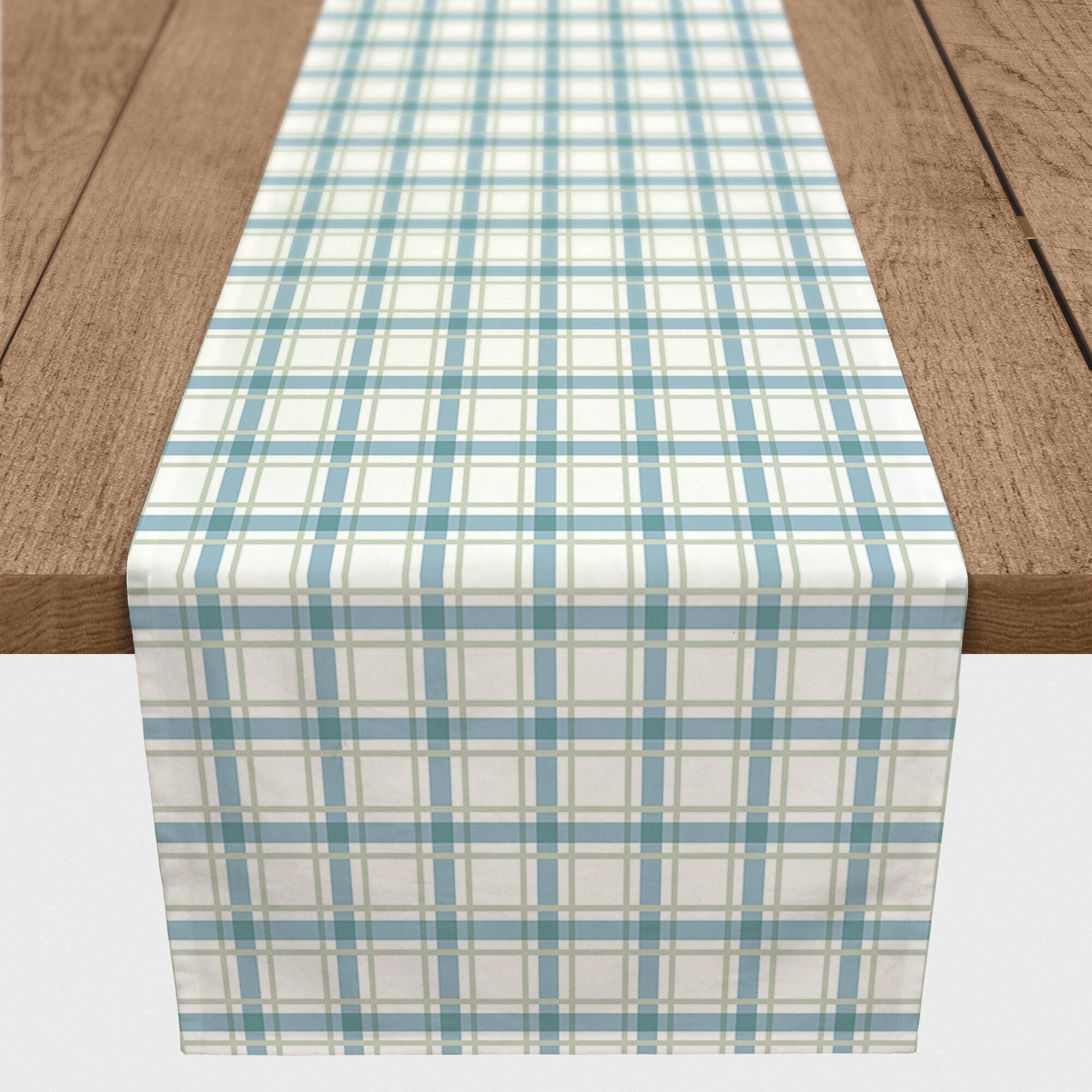 90" Blue Harvest Stripes Outdoor Table Runner