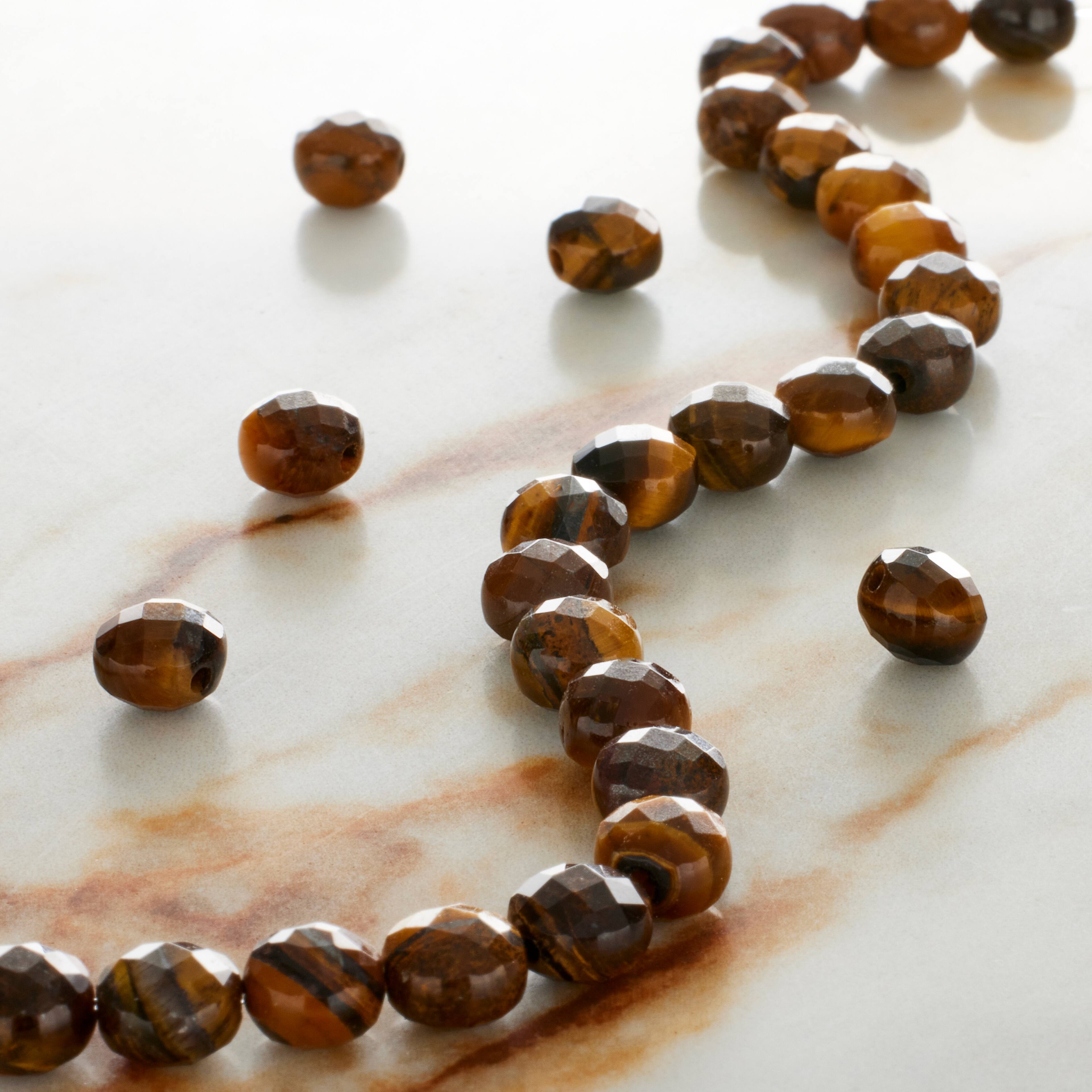 12 Pack: Yellow Tiger's Eye Faceted Coin Beads by Bead Landing™