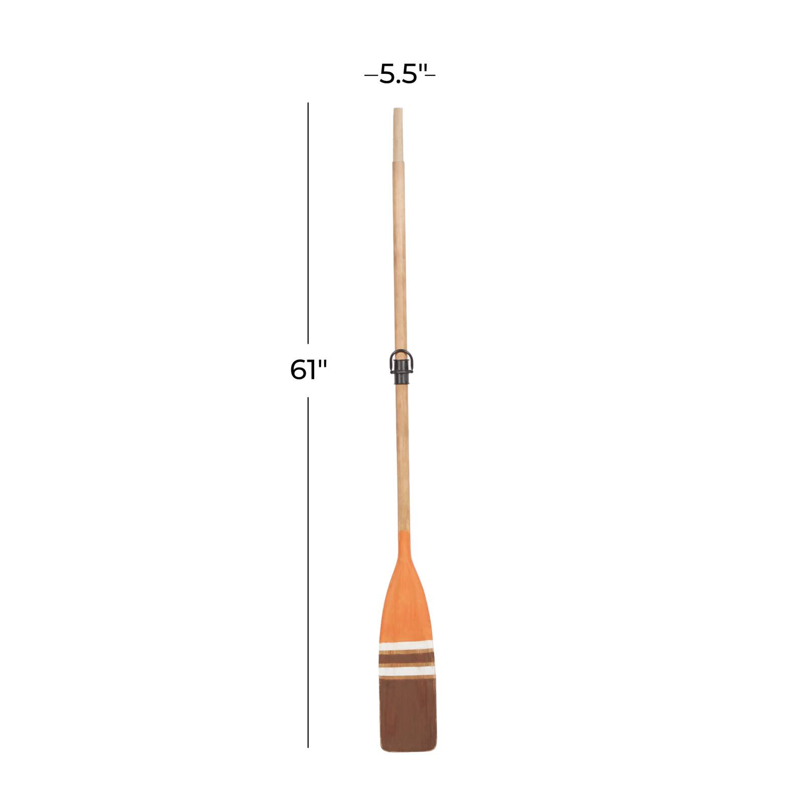 Coastal Brown and Orange Wood Oar Wall Art, 61&#x22; x 6&#x22; x 2&#x22;