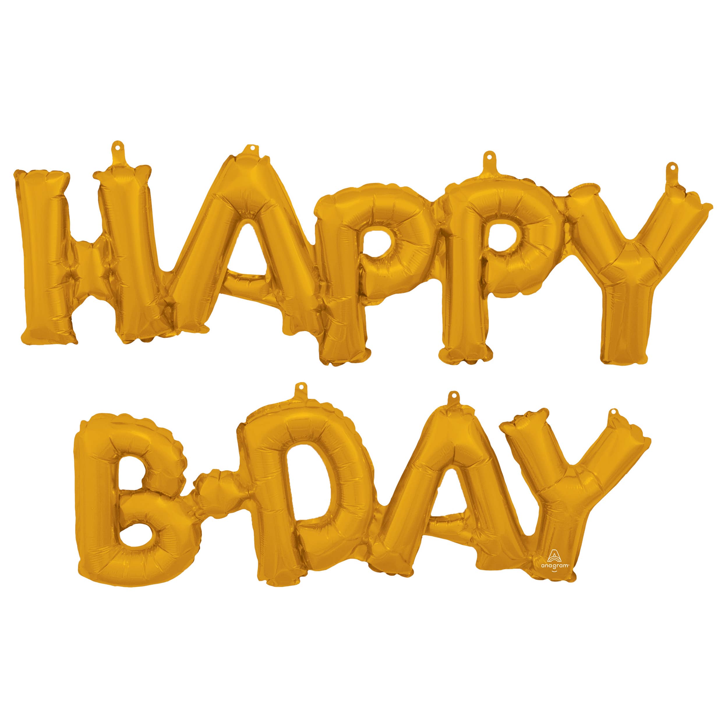 30&#x22; x 19&#x22; Gold Happy B-Day Block Phrase Foil Balloon
