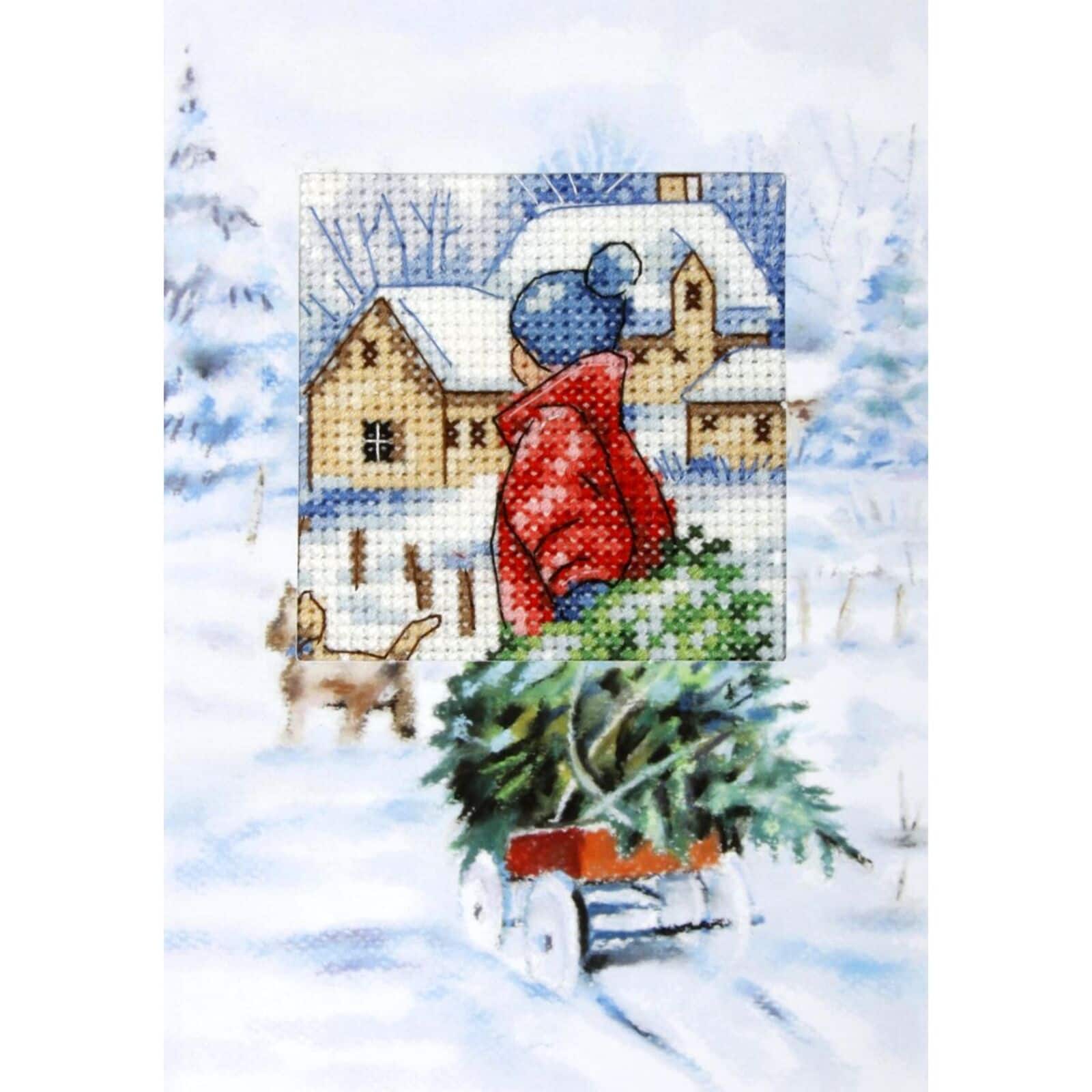 Orchidea Complete Counted Cross Stitch Kit - Greetings Card Winter