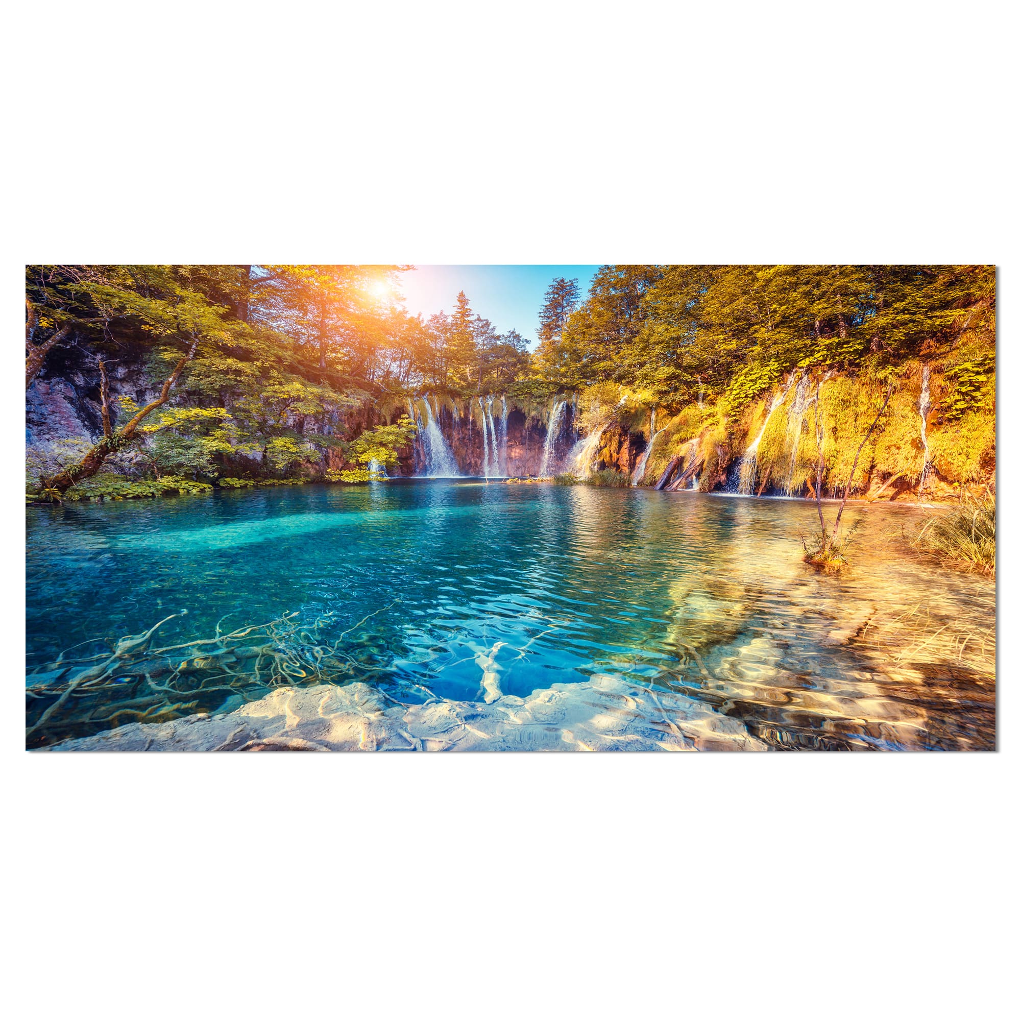 Designart - Turquoise Water and Sunny Beams - Landscape Photography Canvas Print