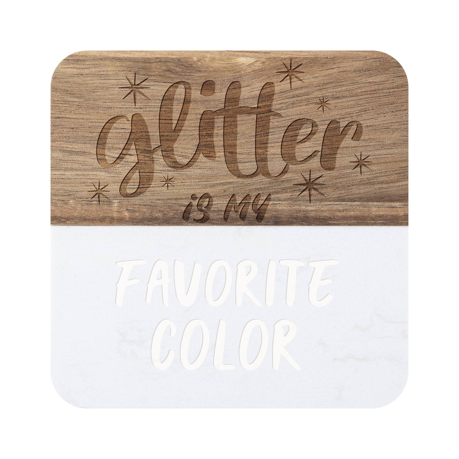 Craft Express 4ct. 3.93" x 3.93" Coaster Marble & Wood Laserable Square