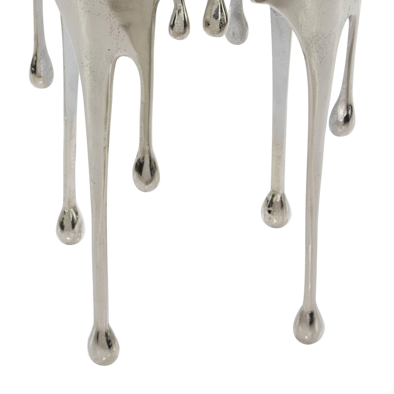 24&#x22; Silver Contemporary Aluminum Accent Table
