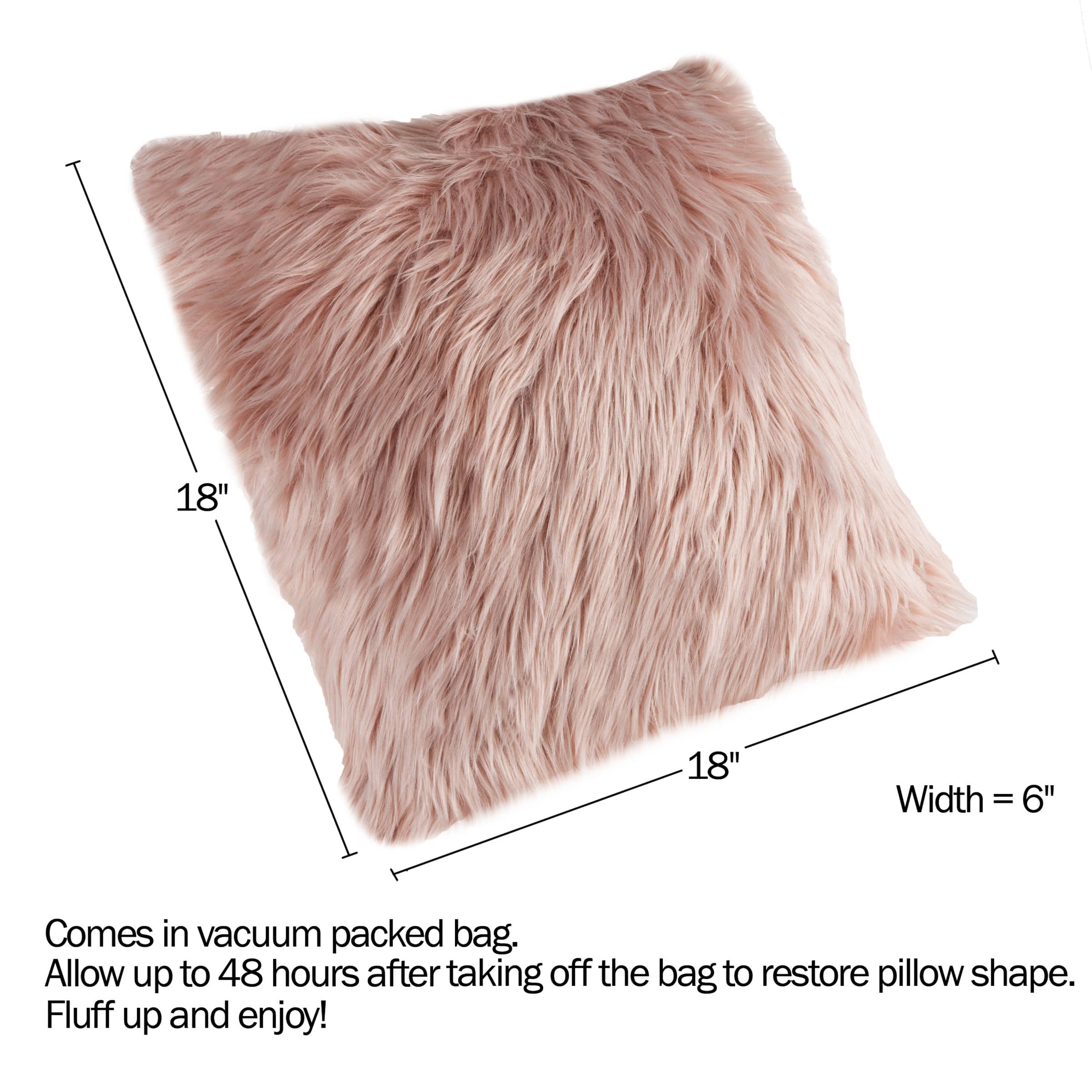 Hastings Home Himalayan Faux Fur Pillow, 18&#x22; x 18&#x22;