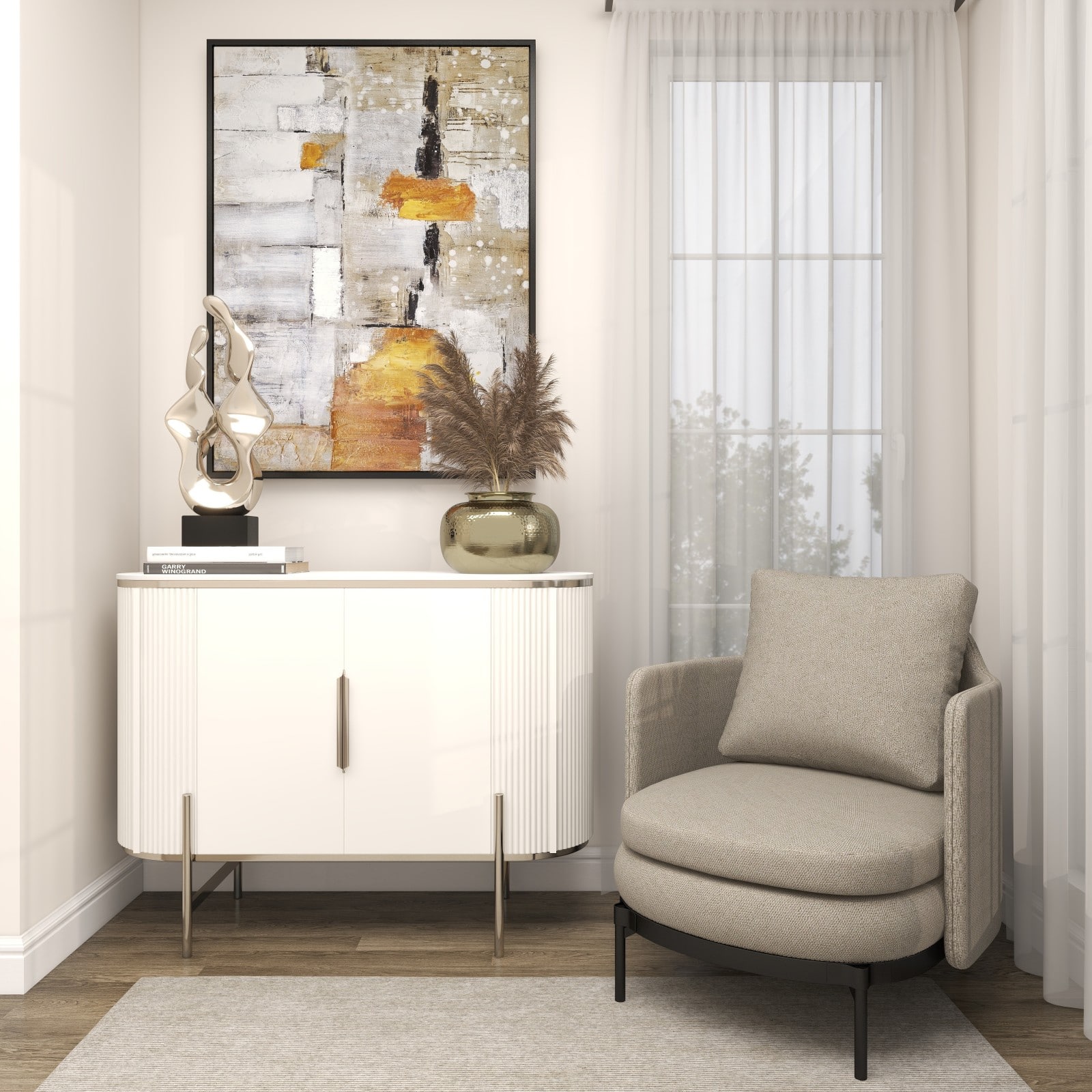 8" Gold Aluminum Brushed Vase with Hammered Top