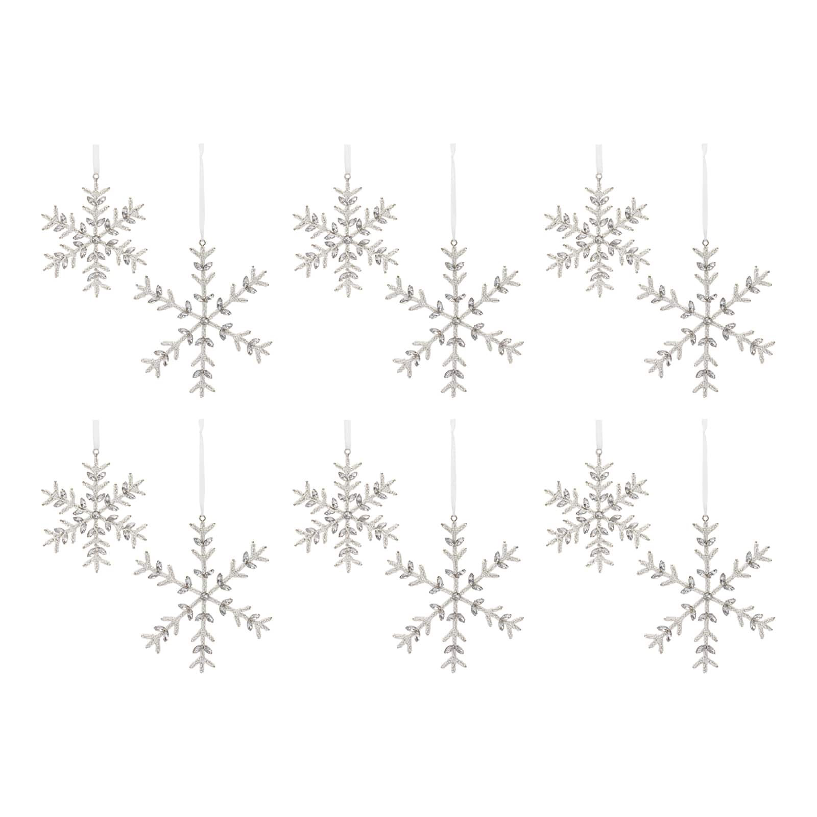 Jeweled Metal Snowflake Ornament Set