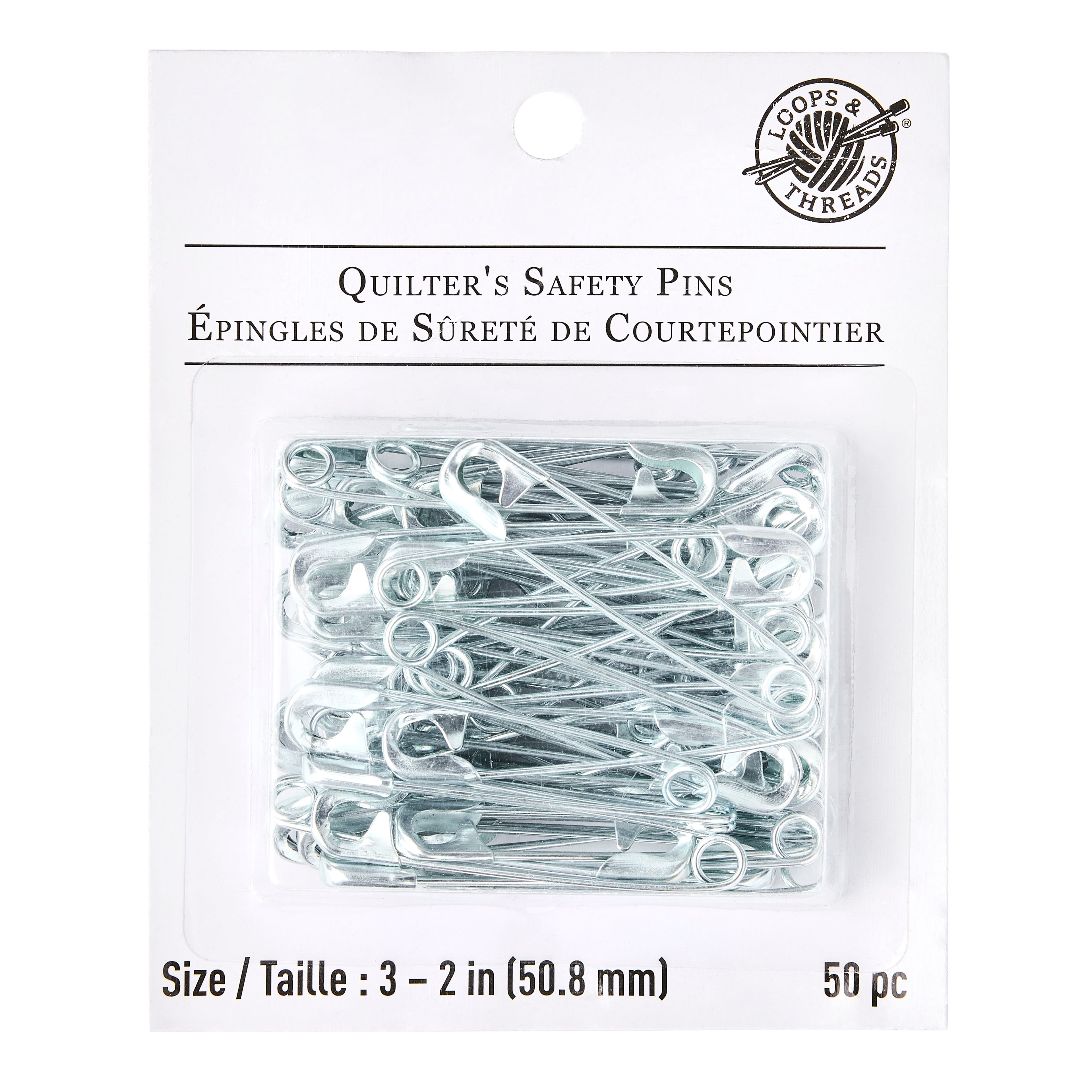 12 Packs: 50 ct. (500 total) 2" Silver Quilter's Safety Pins by Loops & Threads™