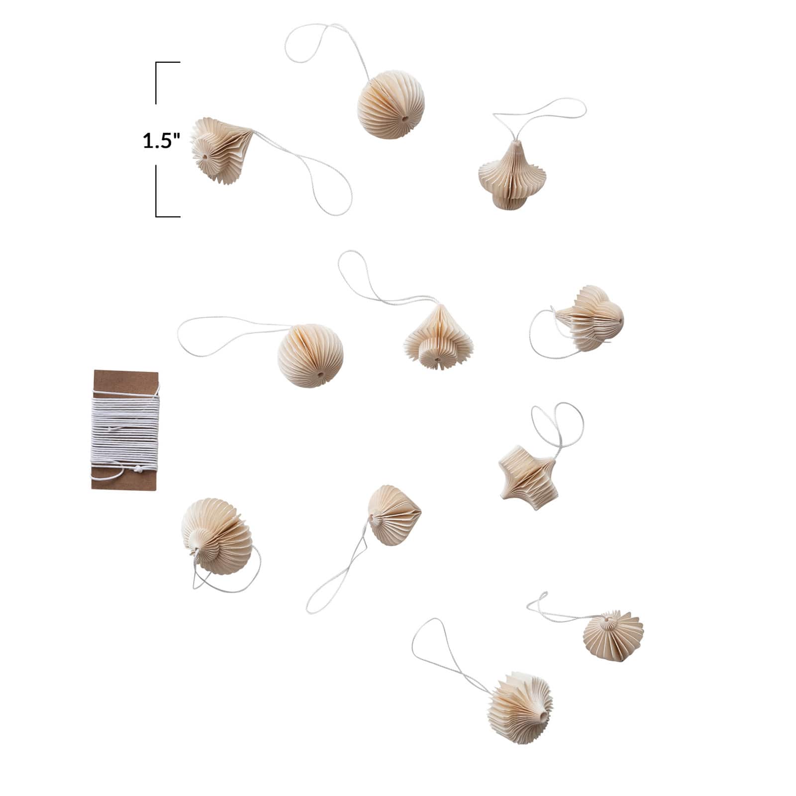 Hello Honey 1.5&#x22; Cream Decorative Paper Folding Honeycomb Ornaments, 12ct.