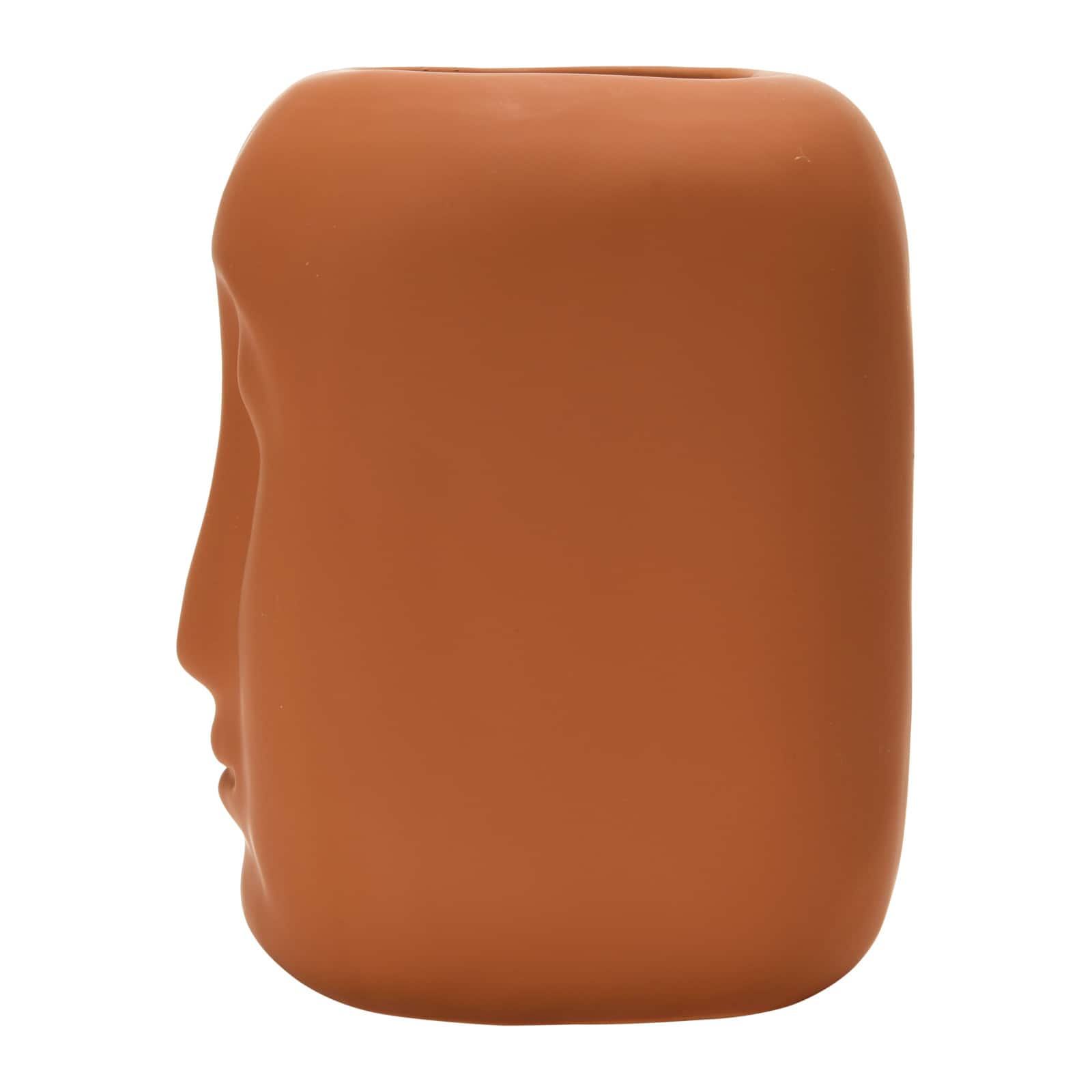 8" Latex Glaze Stoneware Planter with Face