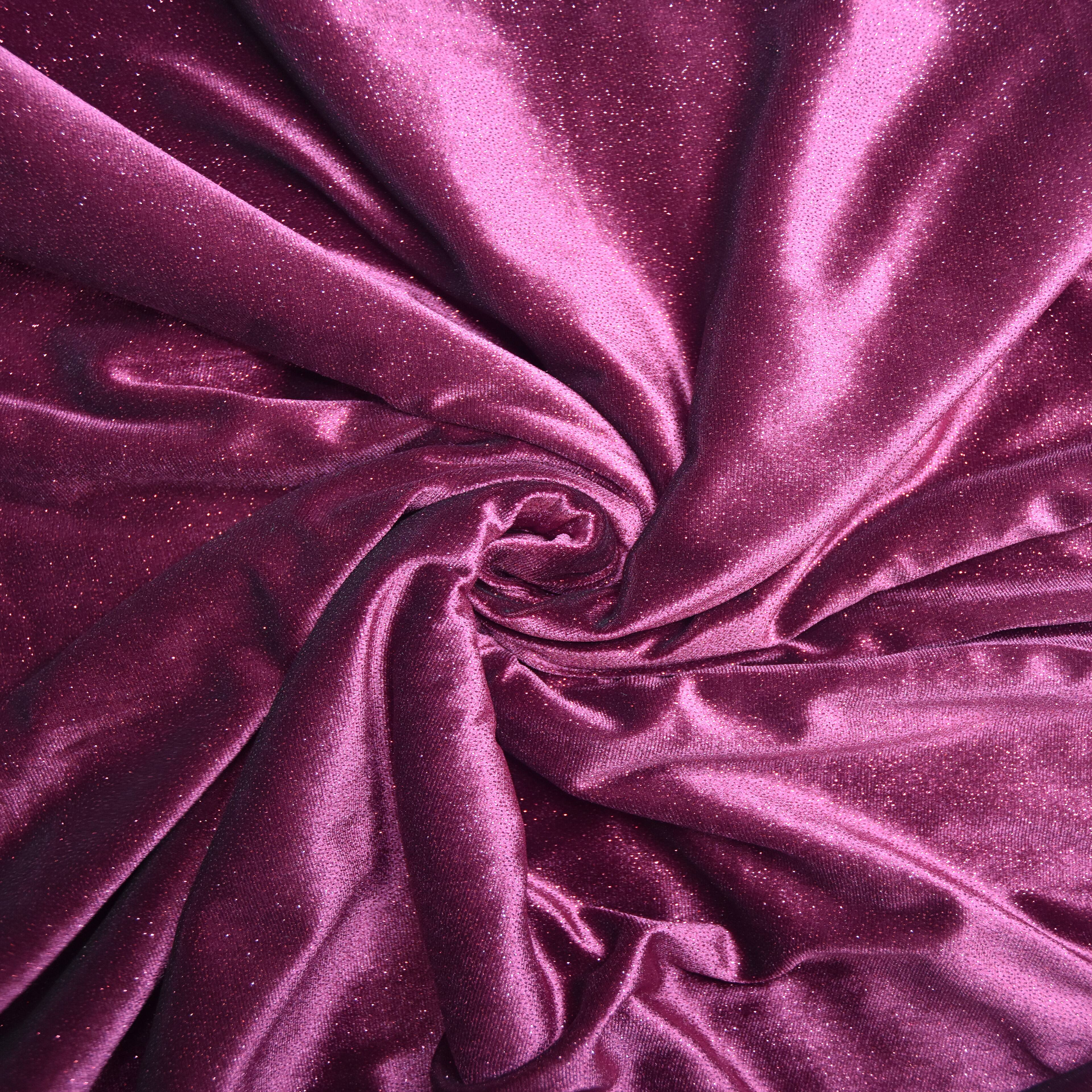 Feldman Maroon Sparkle Stretch Velvet Fabric