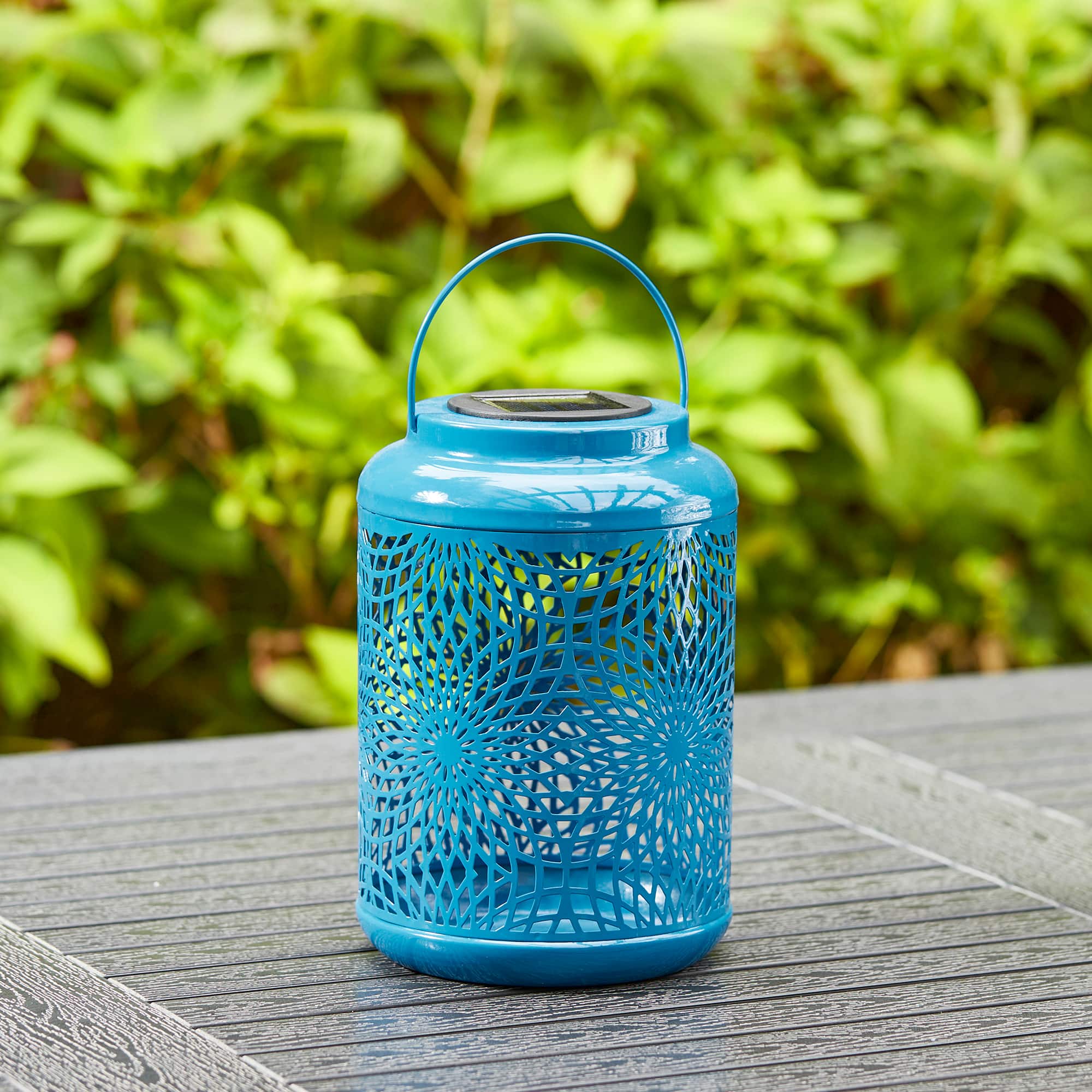 Glitzhome® 9" Cutout Metal Solar Powered Outdoor Hanging Lantern