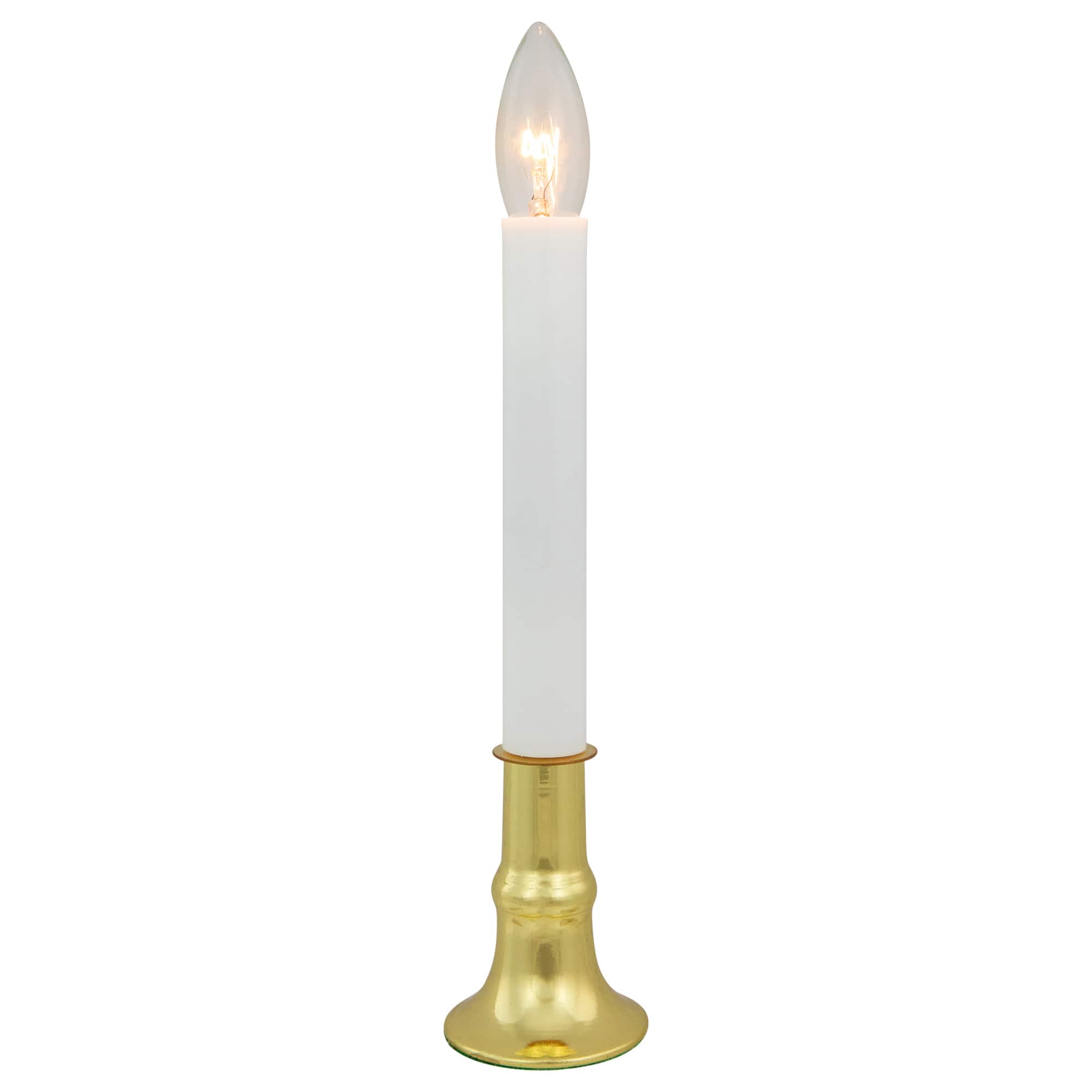 Single Light Window Candle with Timer - 9" - White and Gold - Set of 4