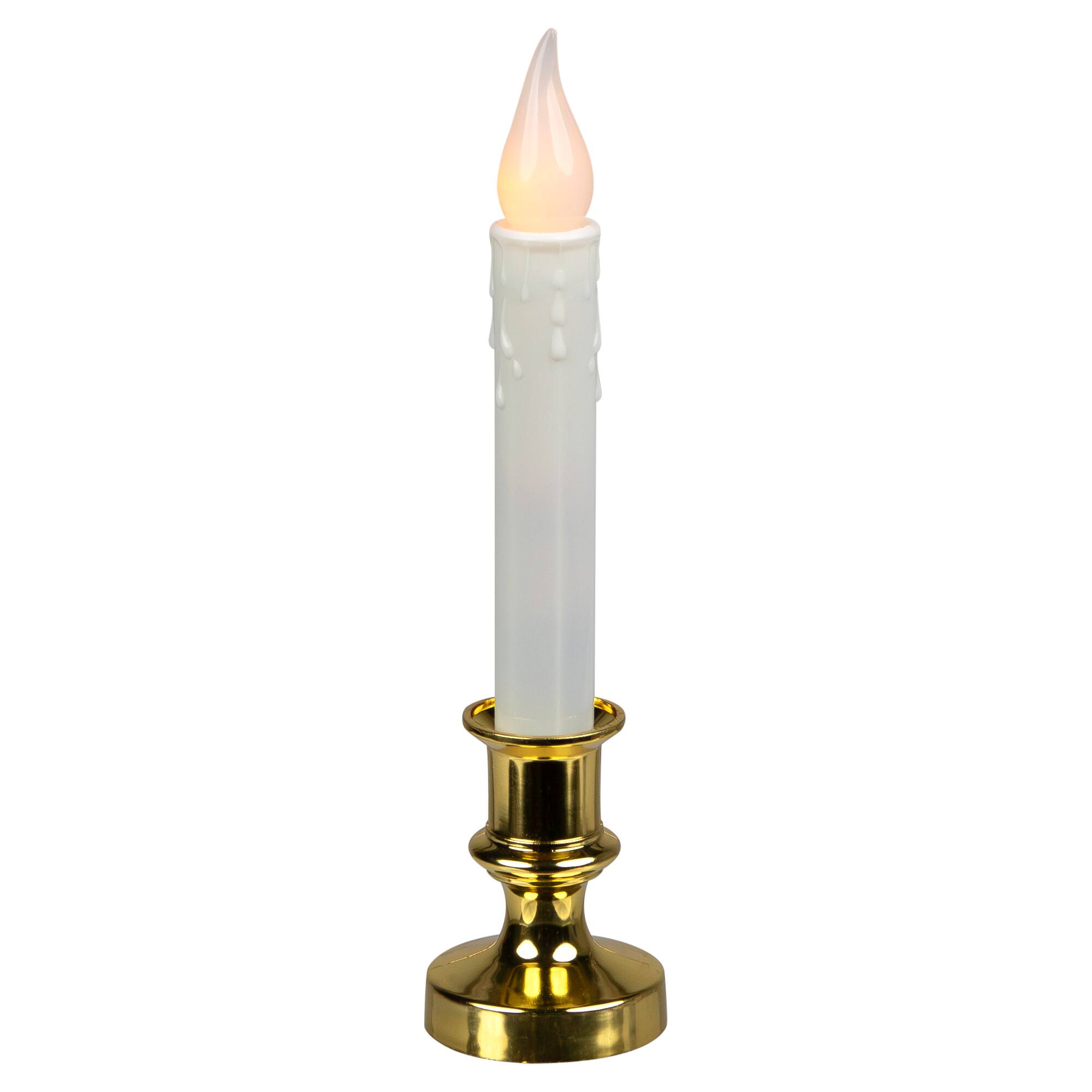 White & Gold LED C5 Flickering Window Christmas Candle Lamp With Timer