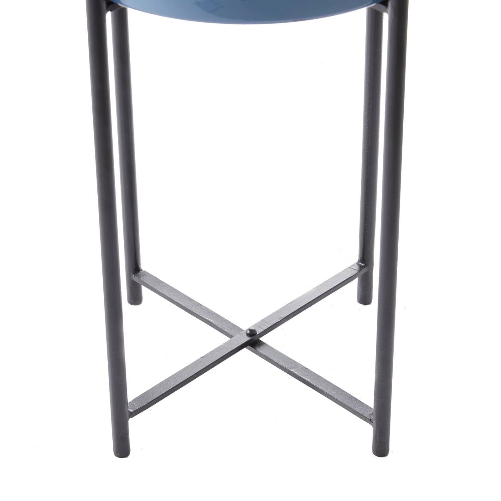 CosmoLiving by Cosmopolitan Set of 2 Blue Iron Contemporary Planter, 24" x 10" x 10"