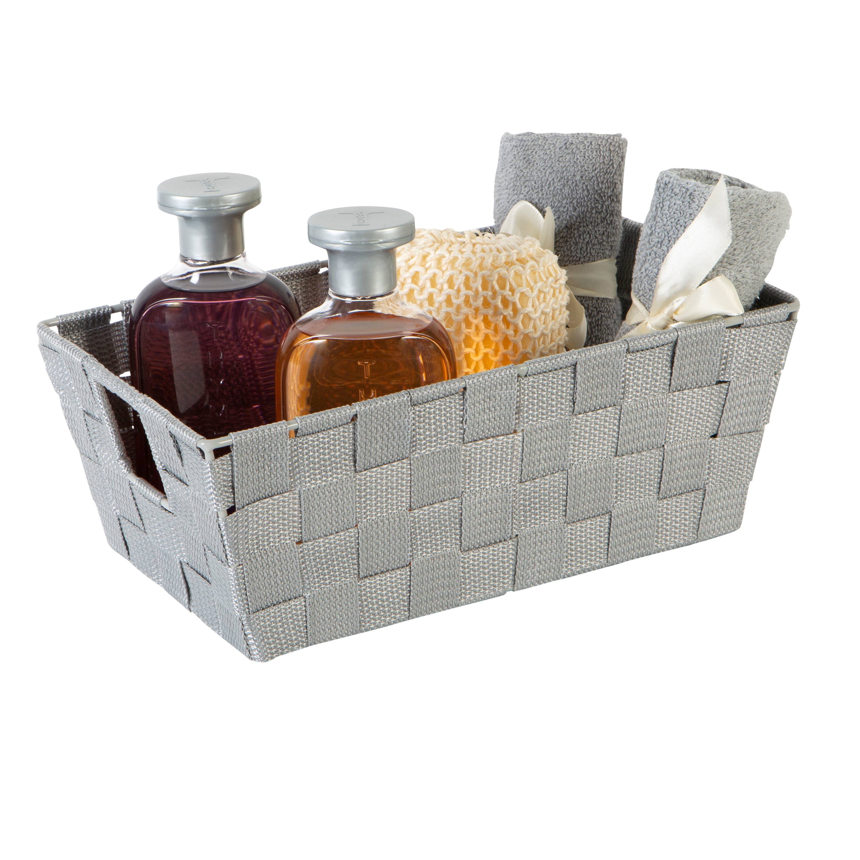 Simplify Small Grey Woven Storage Shelf Baskets, 2ct.