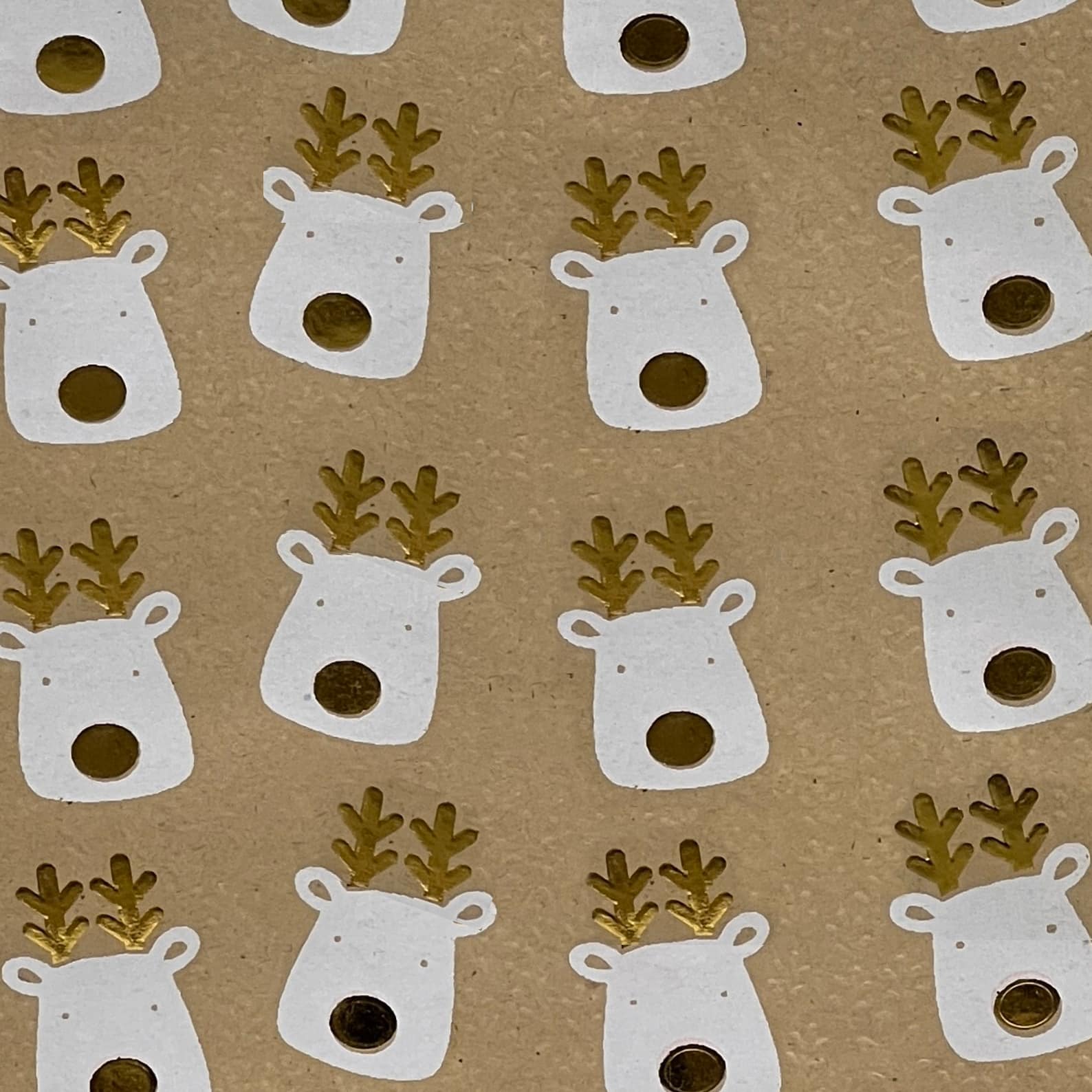 White Reindeer Gold Foil Premium Gift Wrap by Celebrate It™