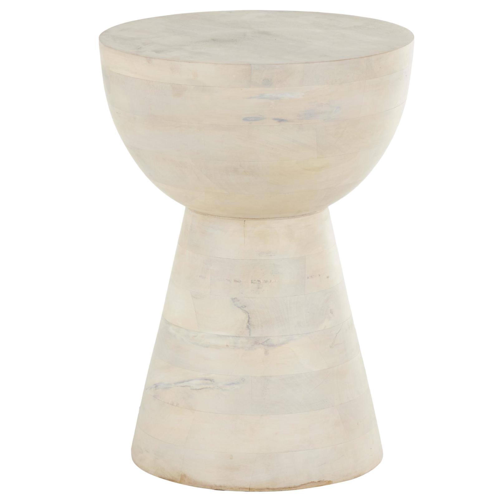 18.25" Cream Mango Wood Accent Table