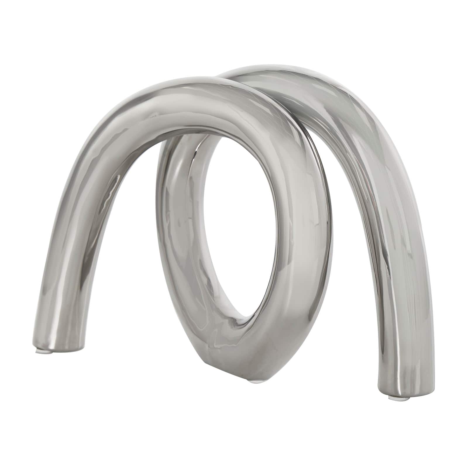 11.5" Silver Ceramic Abstract Rounded Loop Sculpture