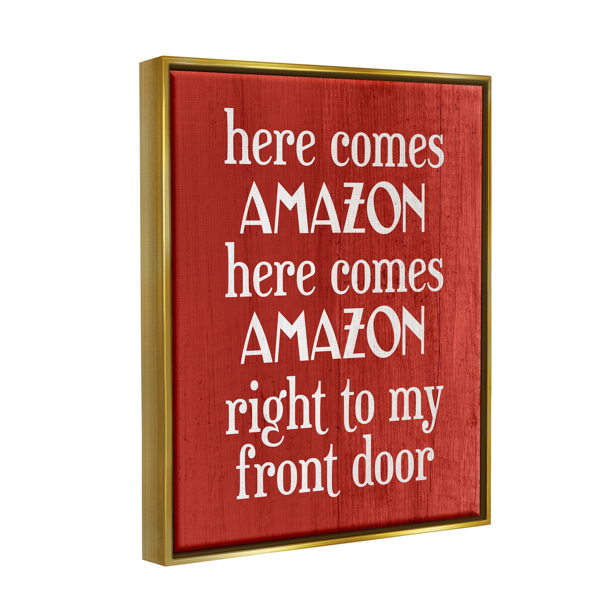 Stupell Industries Here Comes Amazon Funny Song Framed Floater Canvas Wall Art