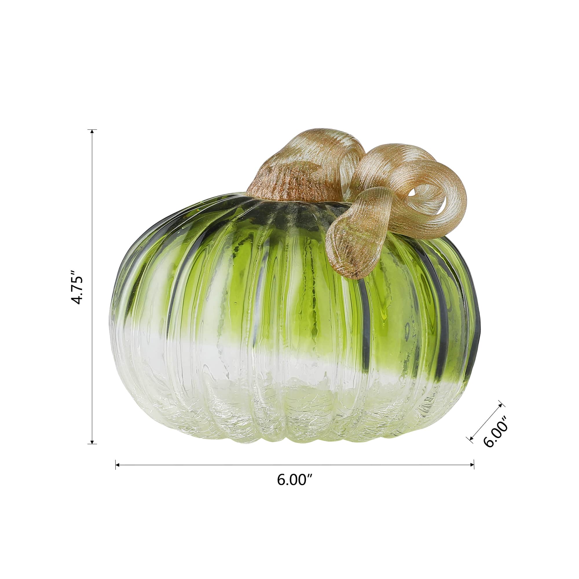Glitzhome&#xAE; Short Crackle Glass Pumpkin, Green