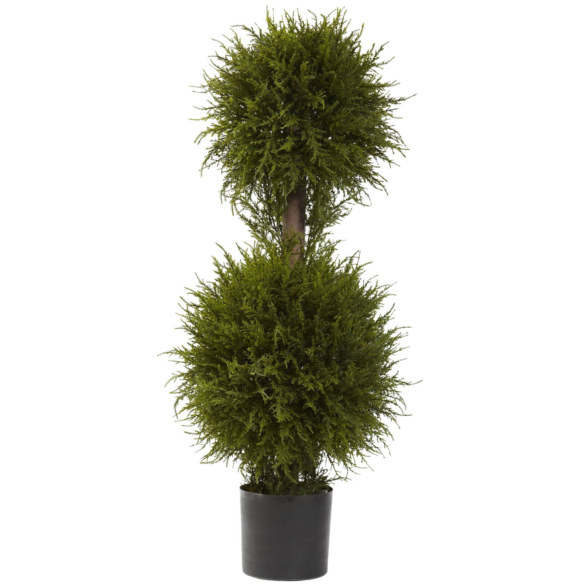 3.5ft. Pre-Lit Potted Cedar Double Ball Topiary Tree