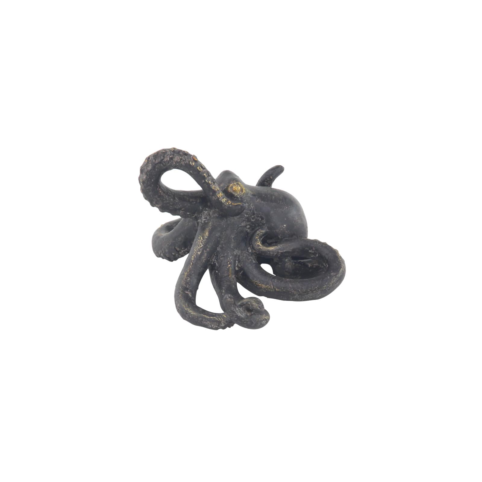 Black Polystone Coastal Sculpture, Octopus 5" x 11" x 7"