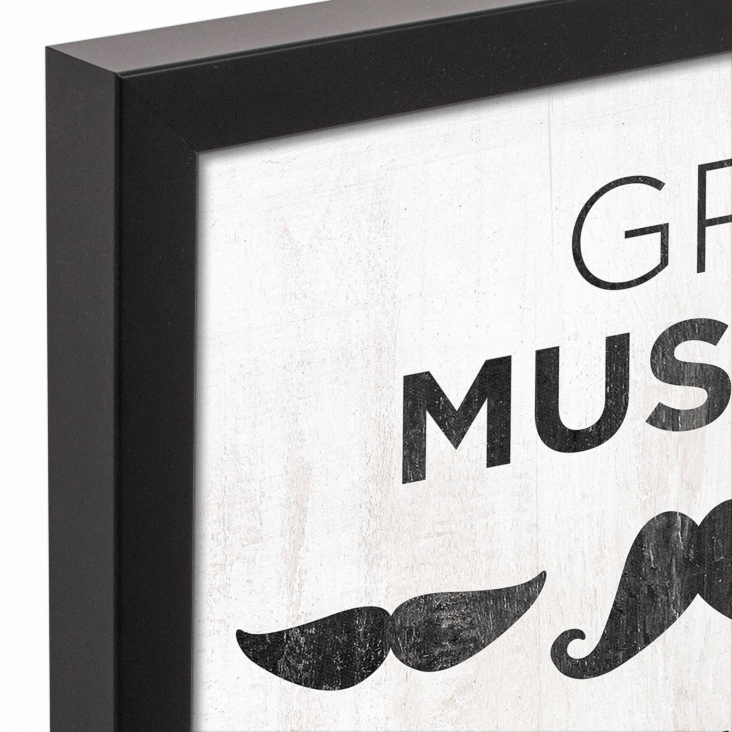 Great Mustache Grandpa Black Framed Canvas