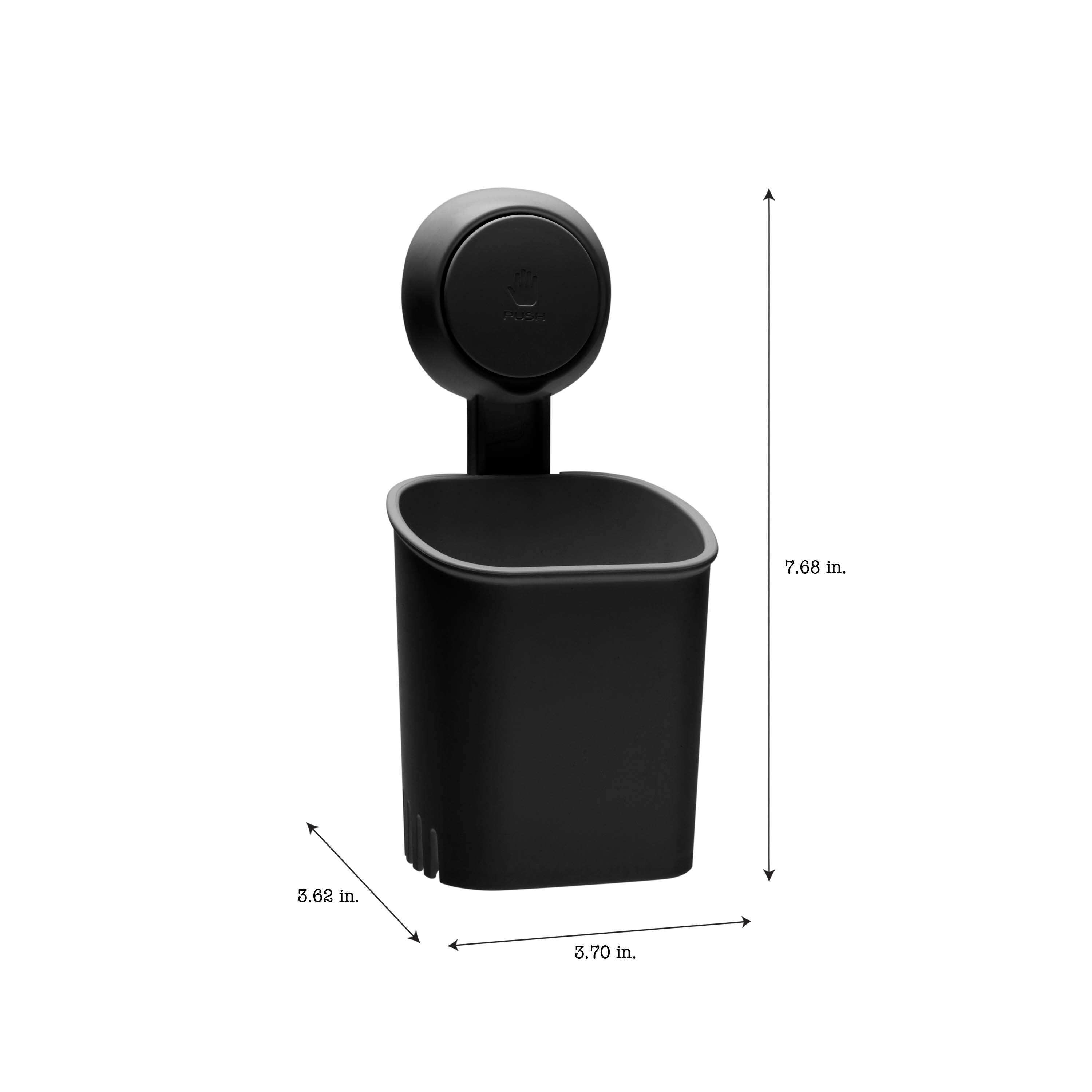 Bath Bliss Matte Black Gel Suction Toothbrush Holder