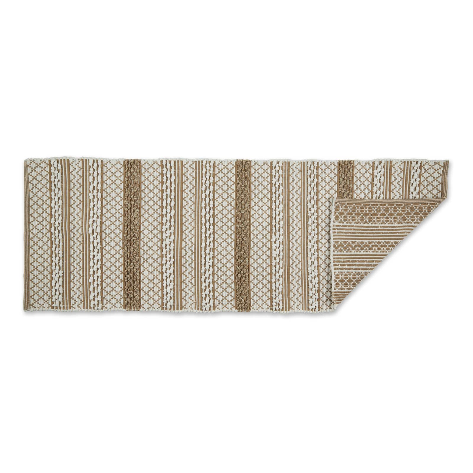 Stone and White Hand-Loomed Paper Chindi Runner 2.25ft. x 6ft.