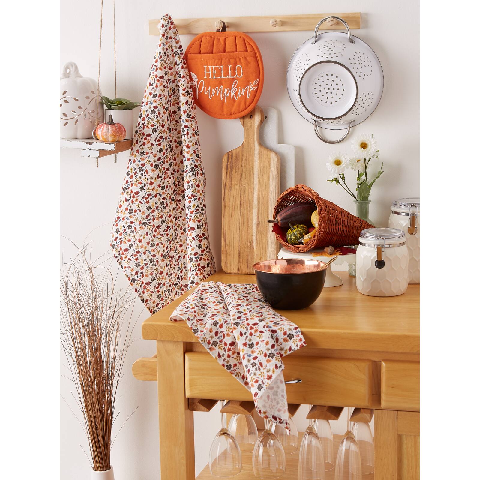 Hello Pumpkin Potholder Set