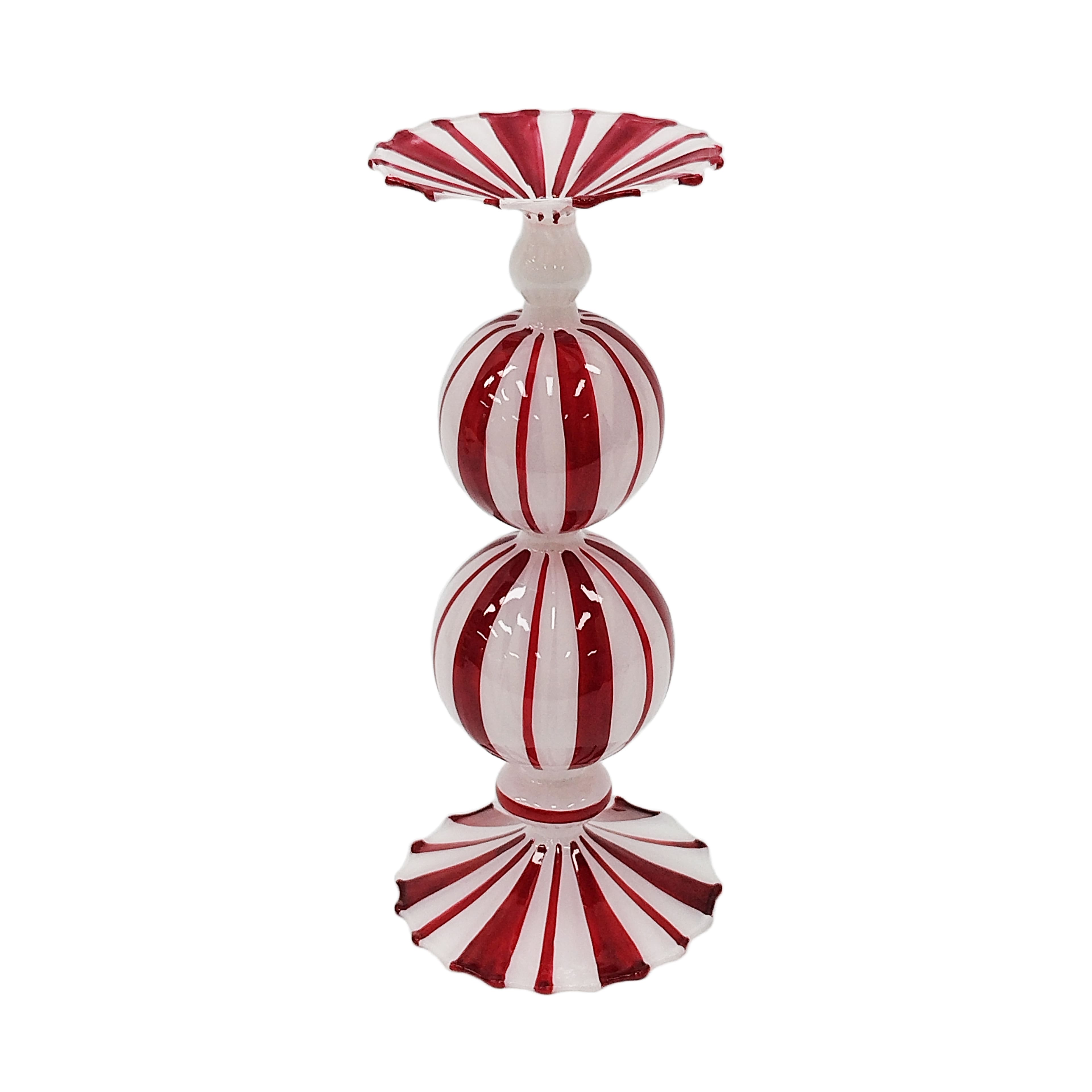 Red &#x26; White Bubble Glass Pillar Candle Holder by Ashland&#xAE;