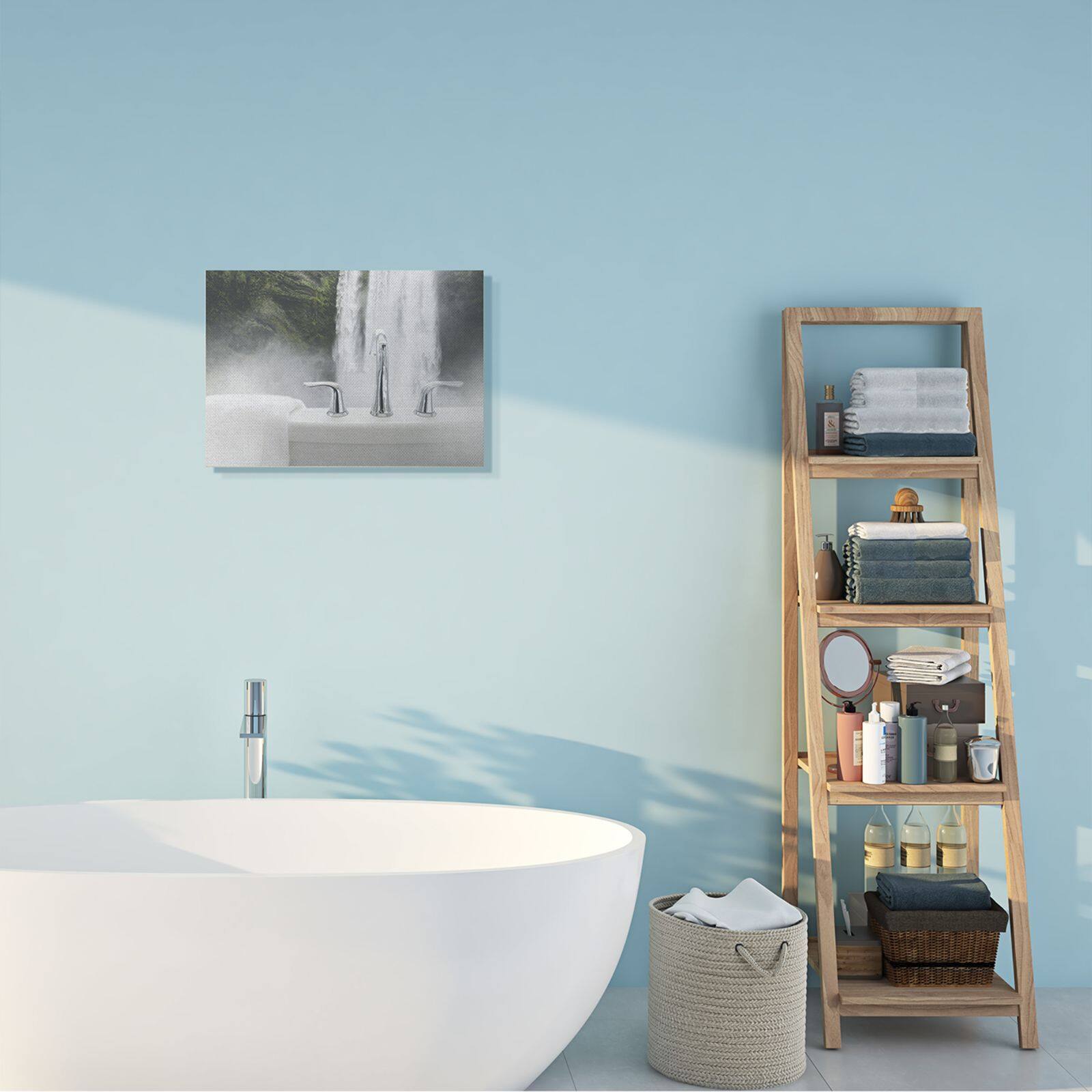 Stupell Industries Waterfall Bath Time Bathroom Canvas Wall Art