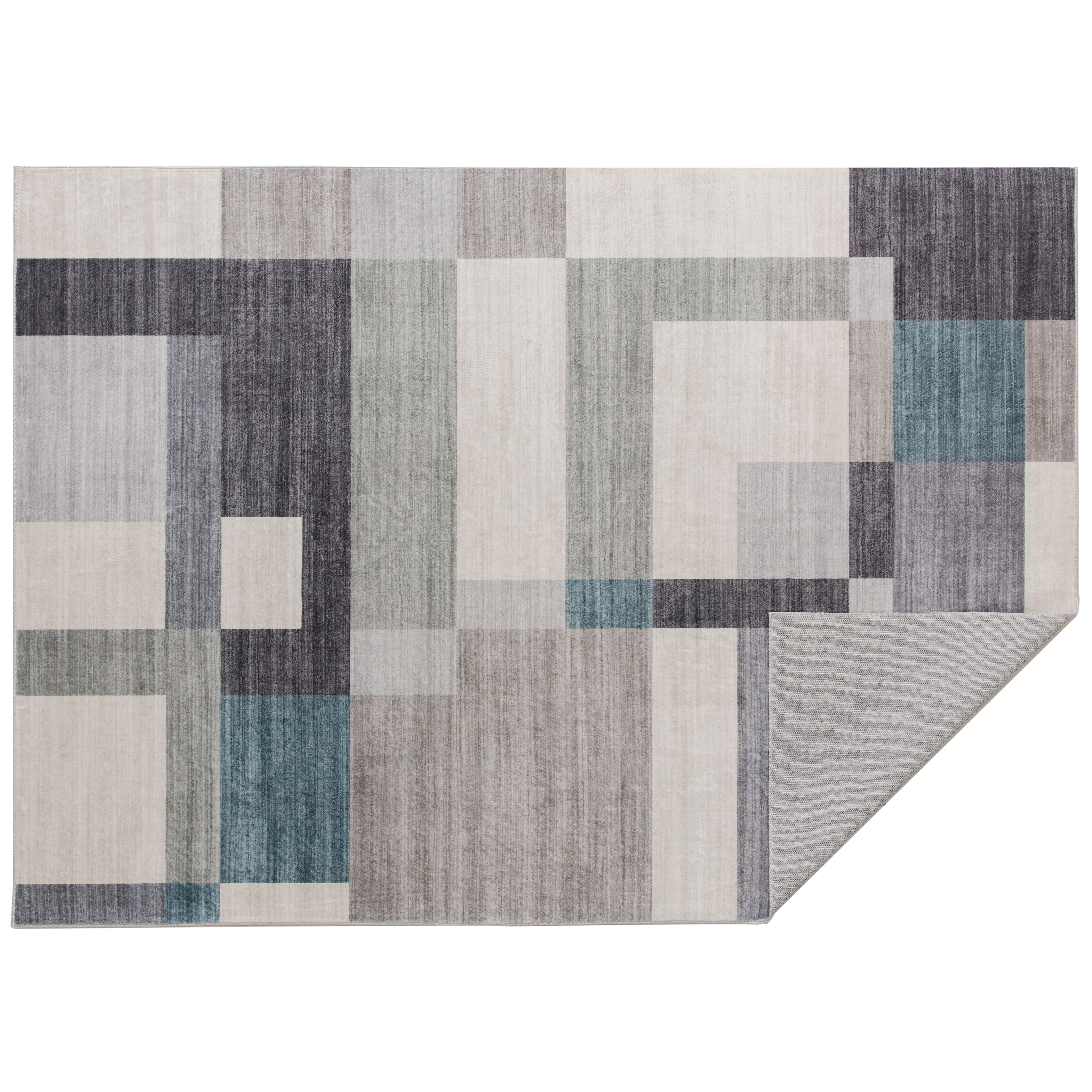 Grey &#x26; Blue Geo Block Washable Area Rug by Ashland&#xAE;