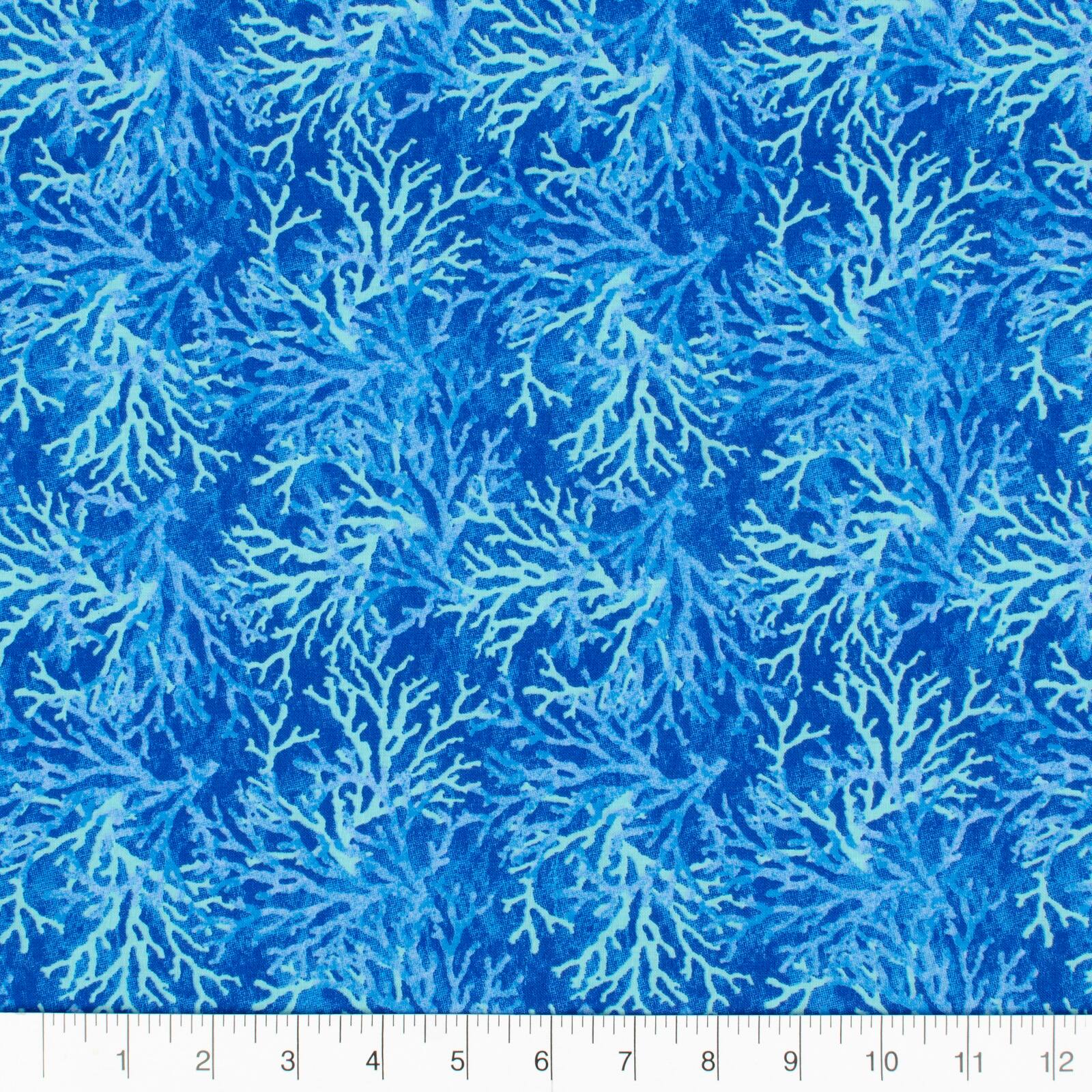 Coral Blue Novelty Cotton Fabric