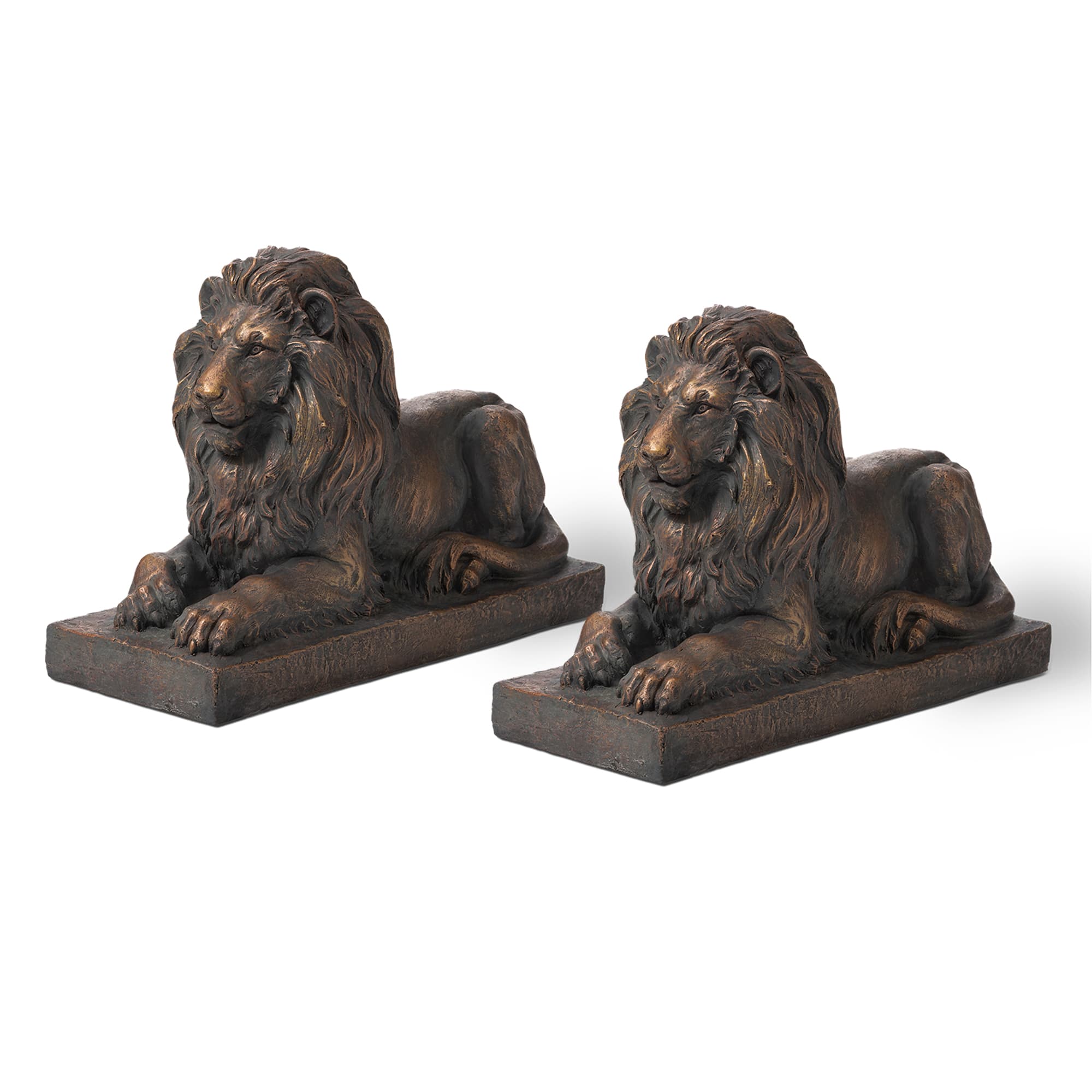 Glitzhome&#xAE; 22&#x22; Lying Lion Garden Statue Set