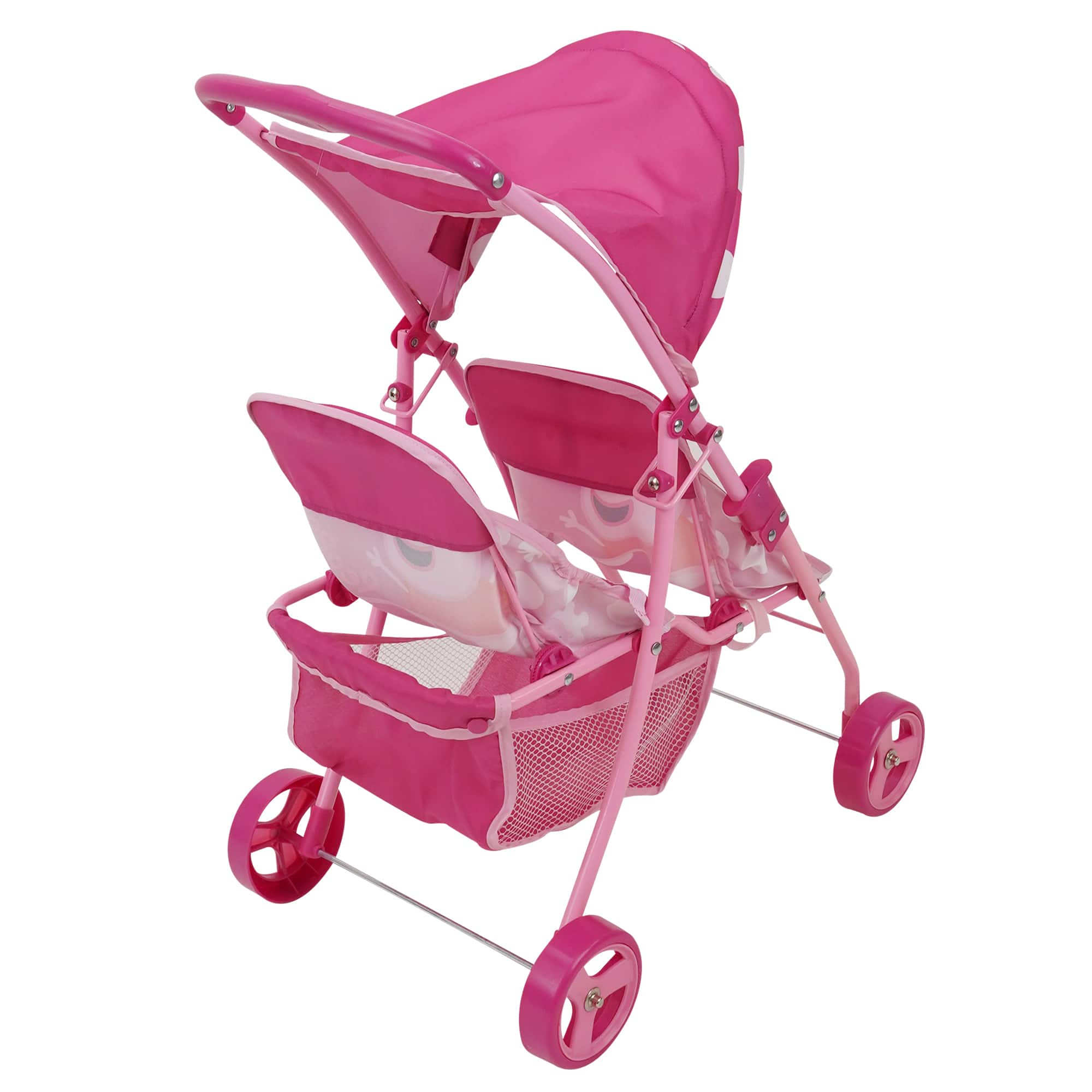 509 Crew Peppa Pig™ Pink and White Dots Doll Twin Stroller
