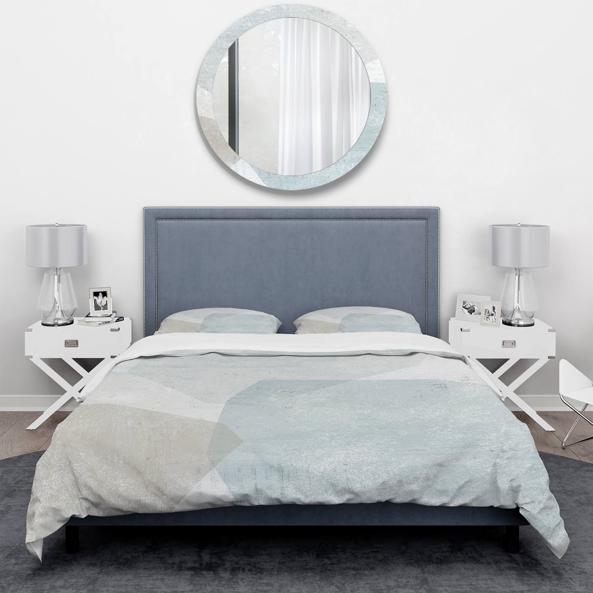 Designart 'Grey and White Collage II' Geometric Bedding Set