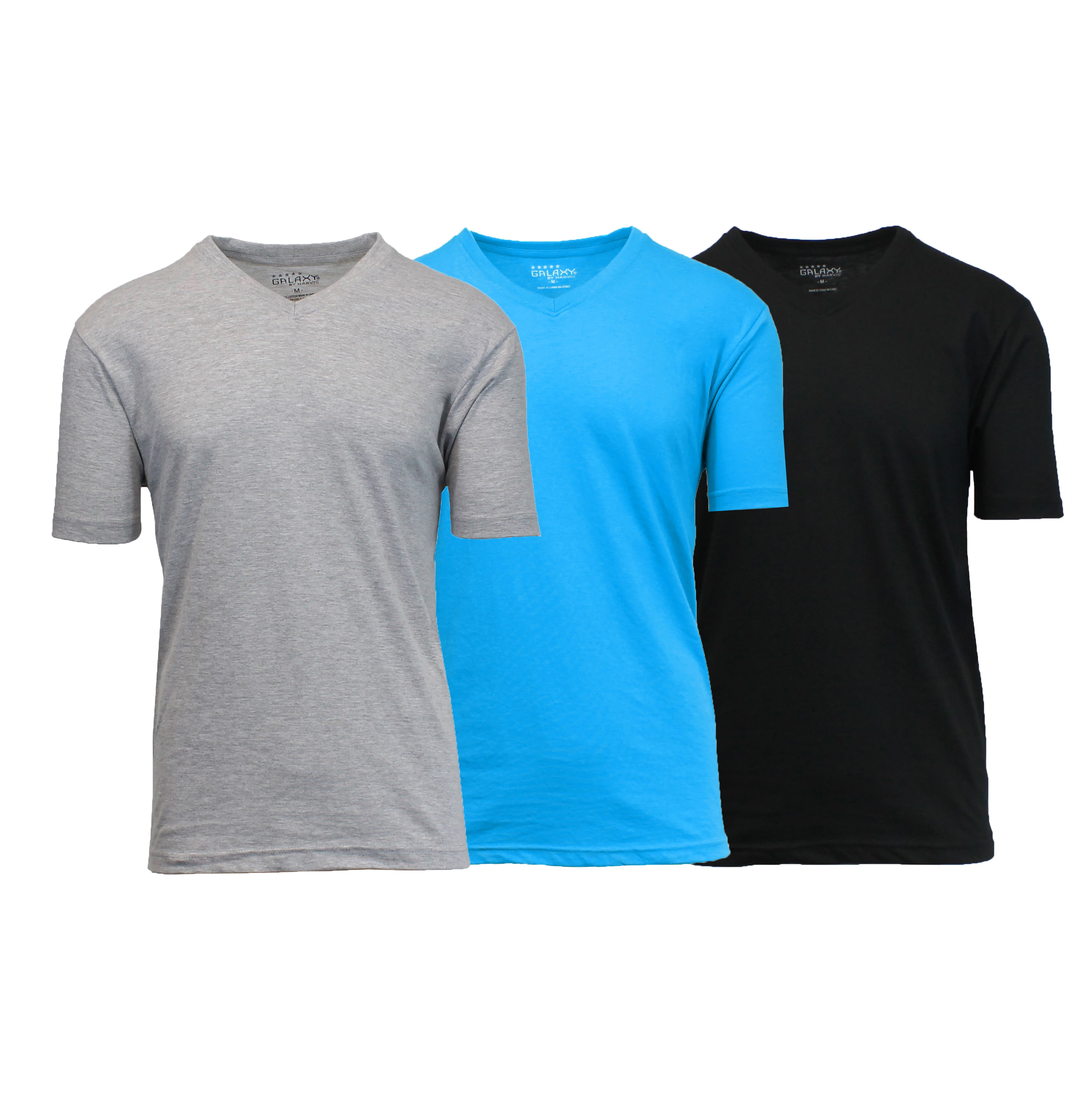 Galaxy by Harvic Men's Short Sleeve V-Neck T-Shirt 3 Pack | Adult ...