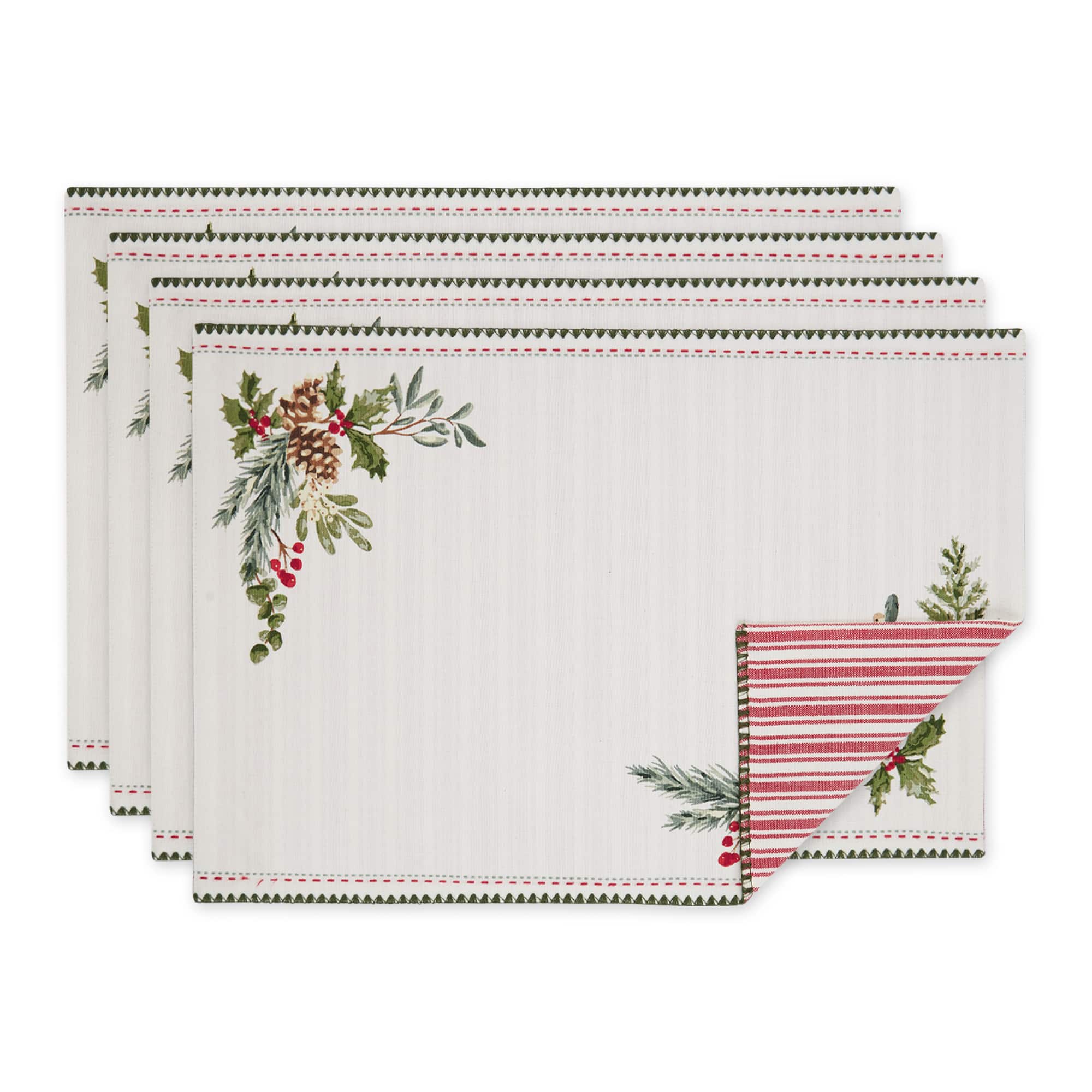 DII&#xAE; Heritage Holiday Sprigs Reversible Embellished Placemats, 4ct.