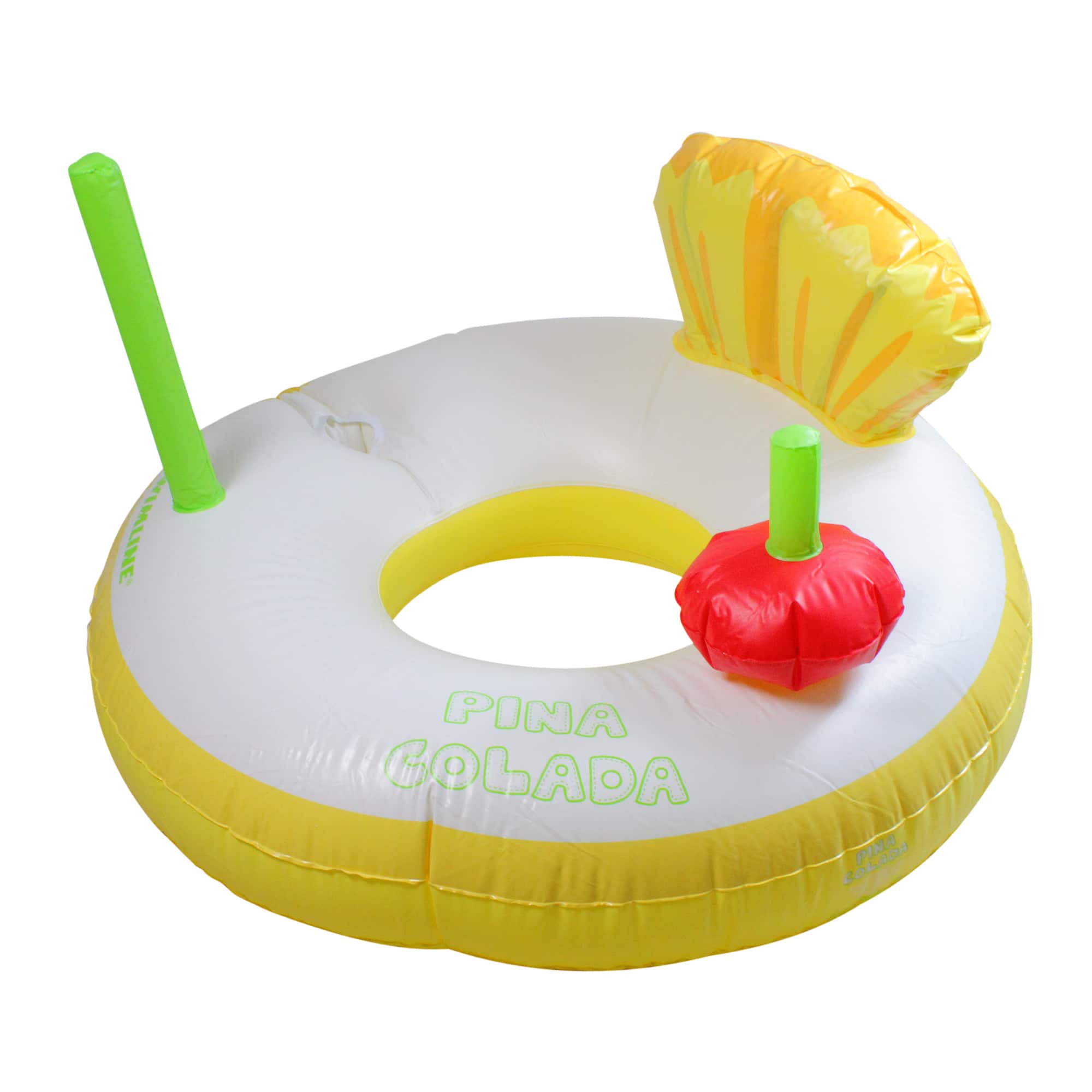 41&#x22; Inflatable Yellow &#x26; White Pina Colada Swimming Pool Ring Float