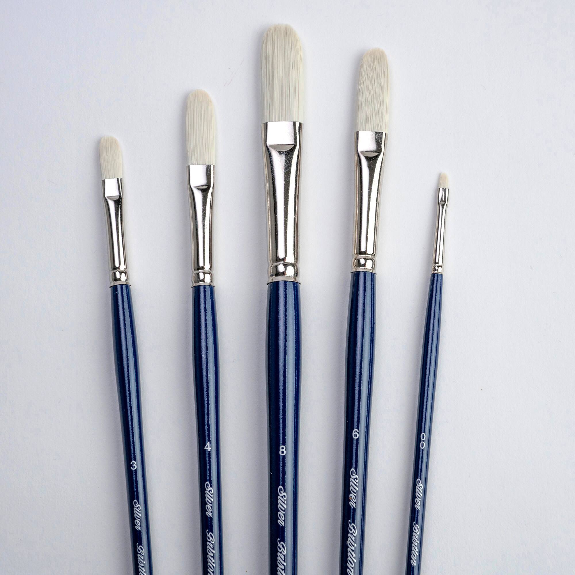 Silver Brush Limited Bristlon Long Filbert Brushes, Set of 5
