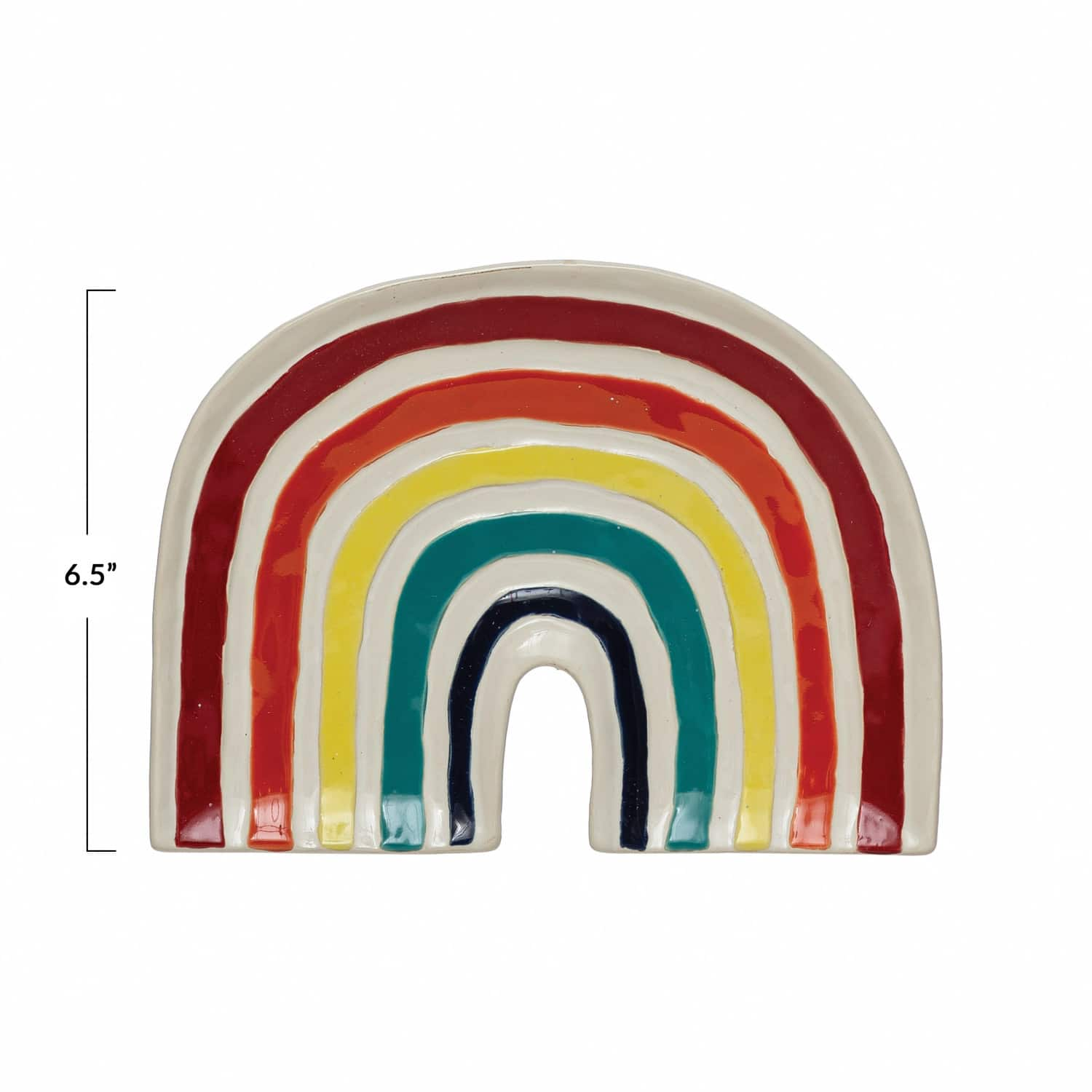 9.5&#x22; Hand-Painted Debossed Stoneware Rainbow Plate