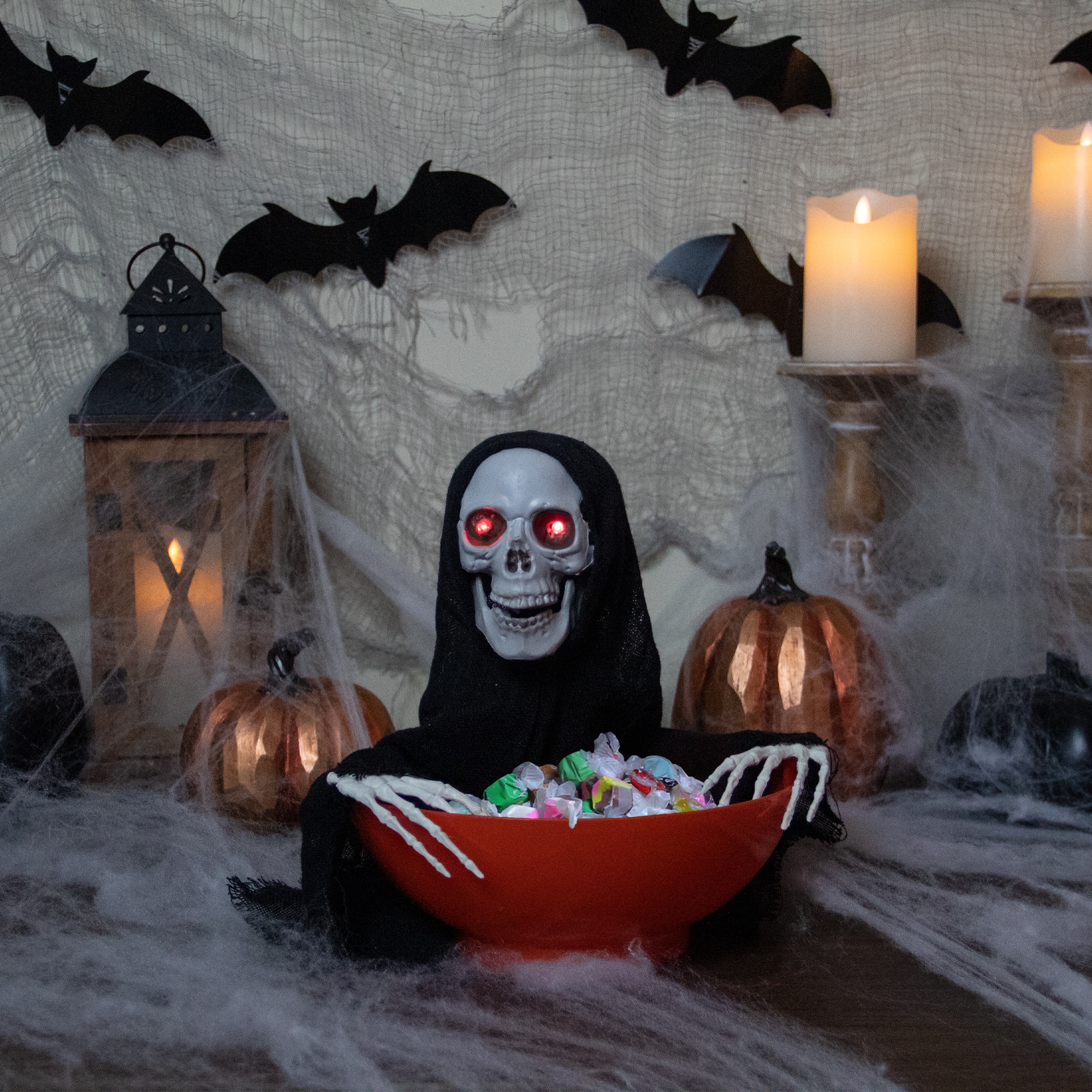 10.5&#x22; Animated Grim Reaper Halloween Candy Bowl