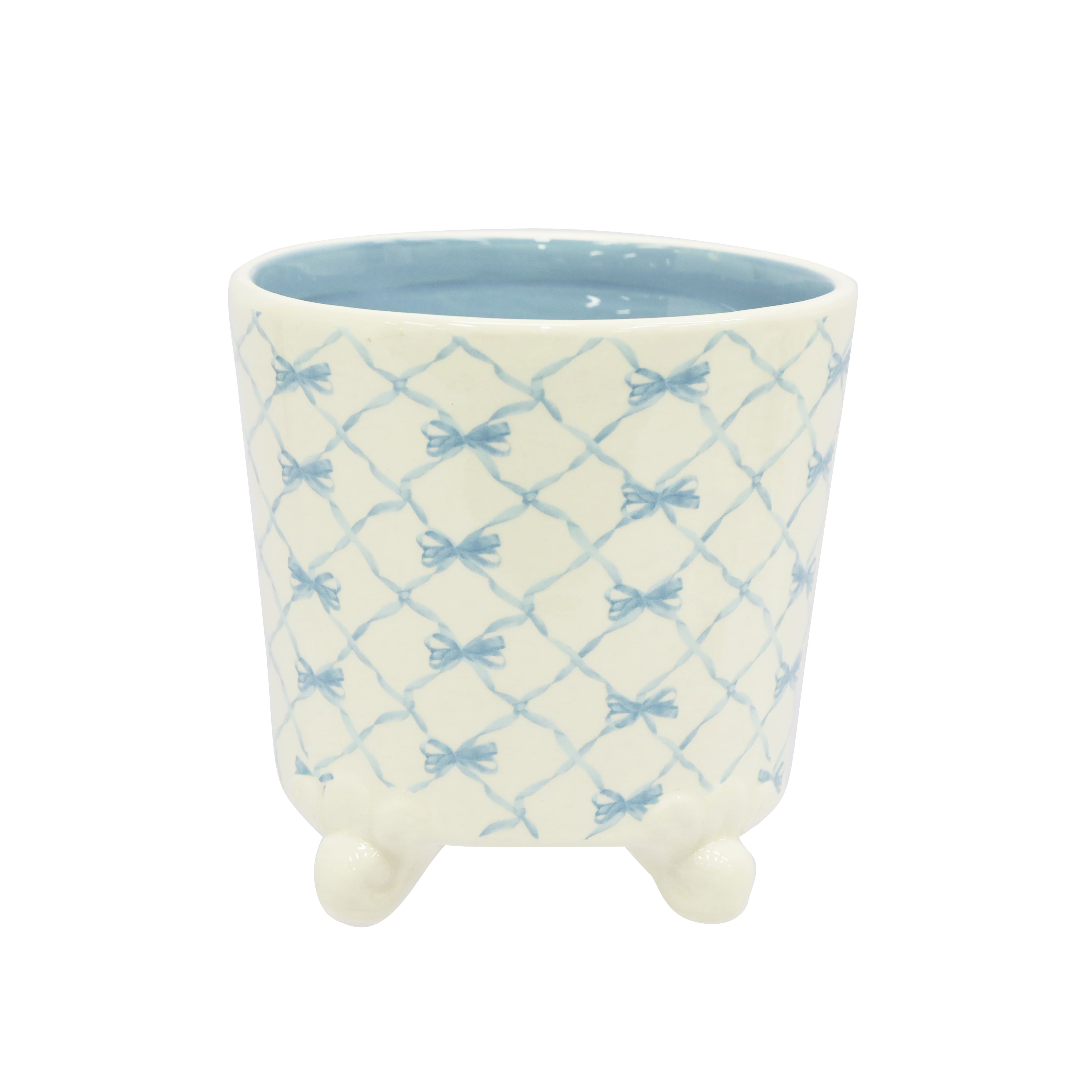 5.5&#x22; Blue &#x26; White French Bow Ceramic Tabletop Planter by Ashland&#xAE;