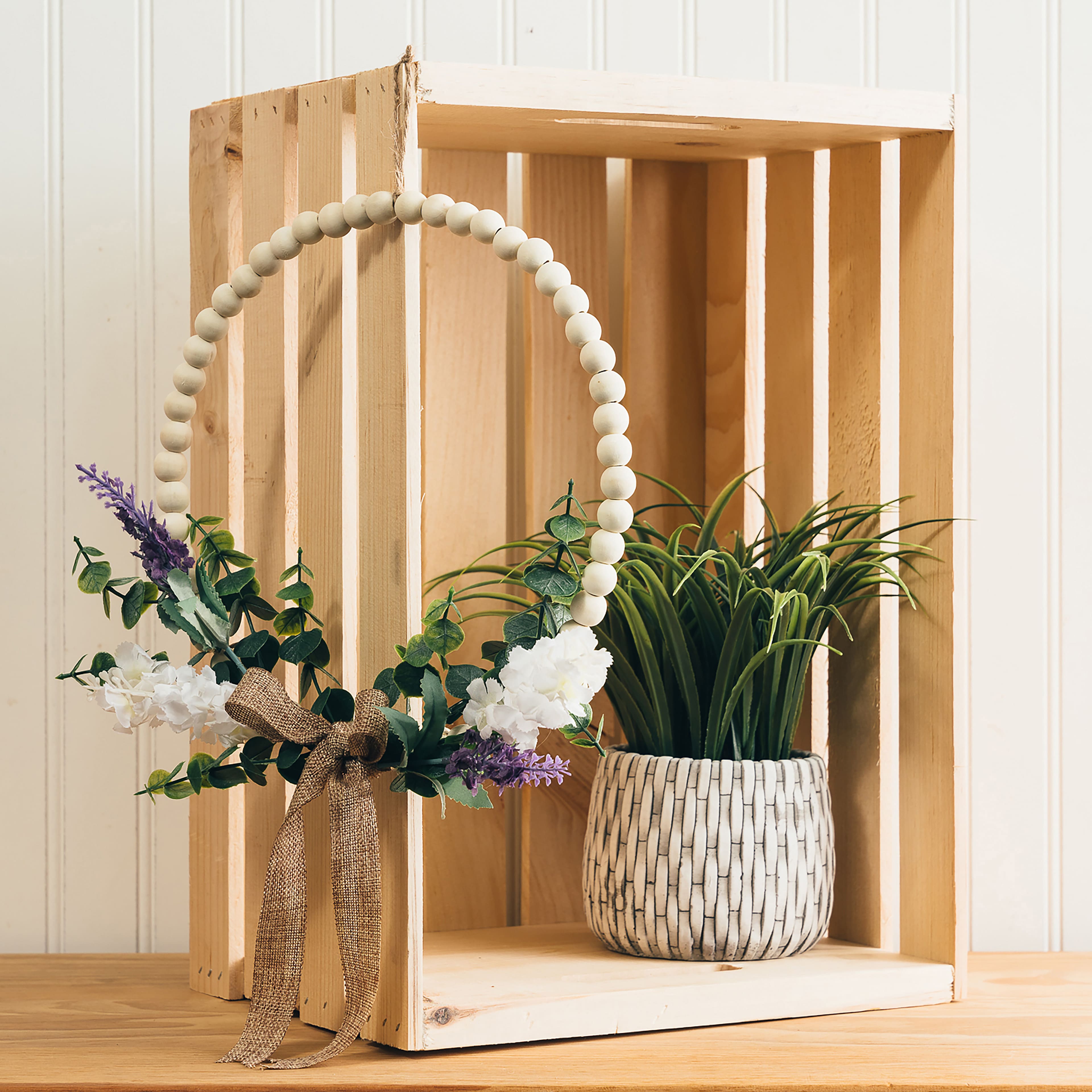 Unfinished Wood Bead Wreath