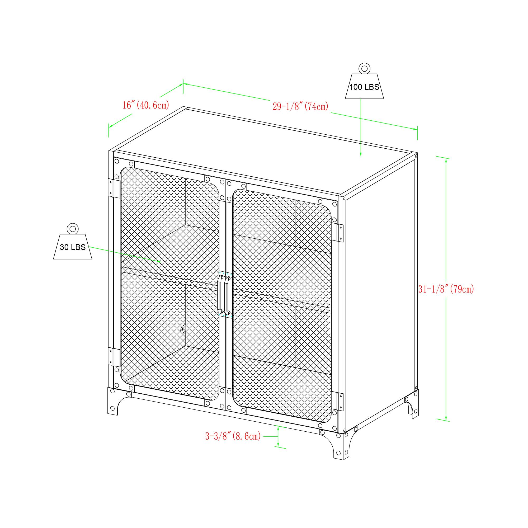 Walker Edison 30&#x22; Grey Wash Industrial Mesh Metal Door Accent Cabinet